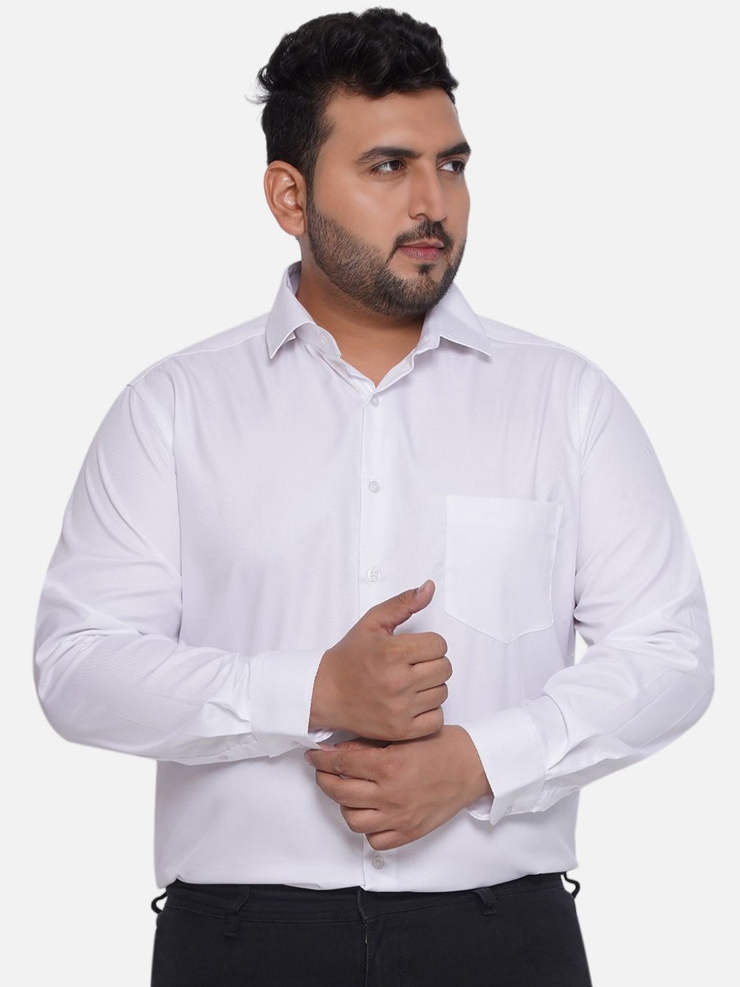 

Santonio Men Plus Size Classic Spread Collar Solid Cotton Casual Shirt, White