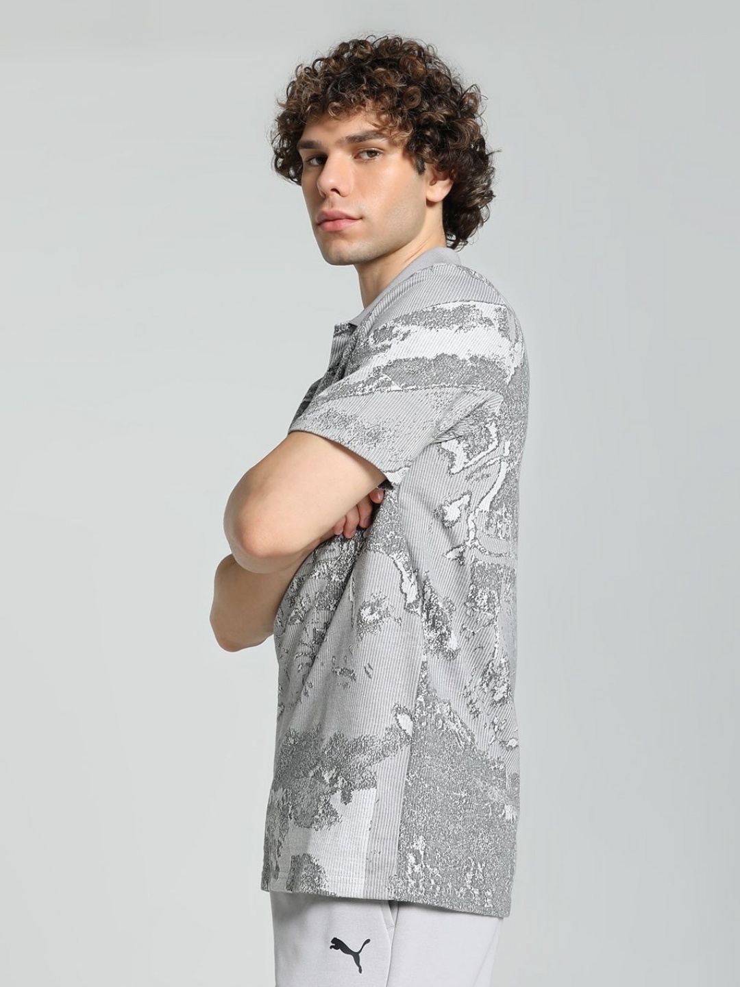 

PUMA Motorsport Men Printed Polo Collar T-shirt, Grey