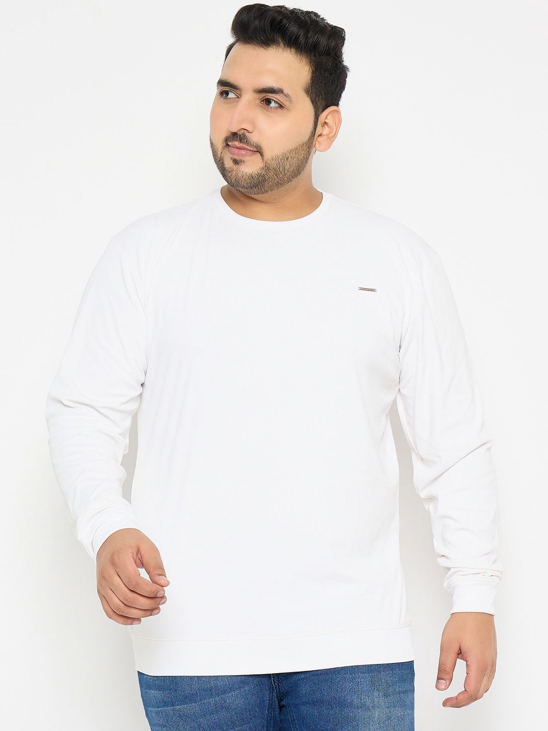 

Parcel Yard Men Plus Size Solid Round Neck Cotton Relaxed Fit T-Shirt, White