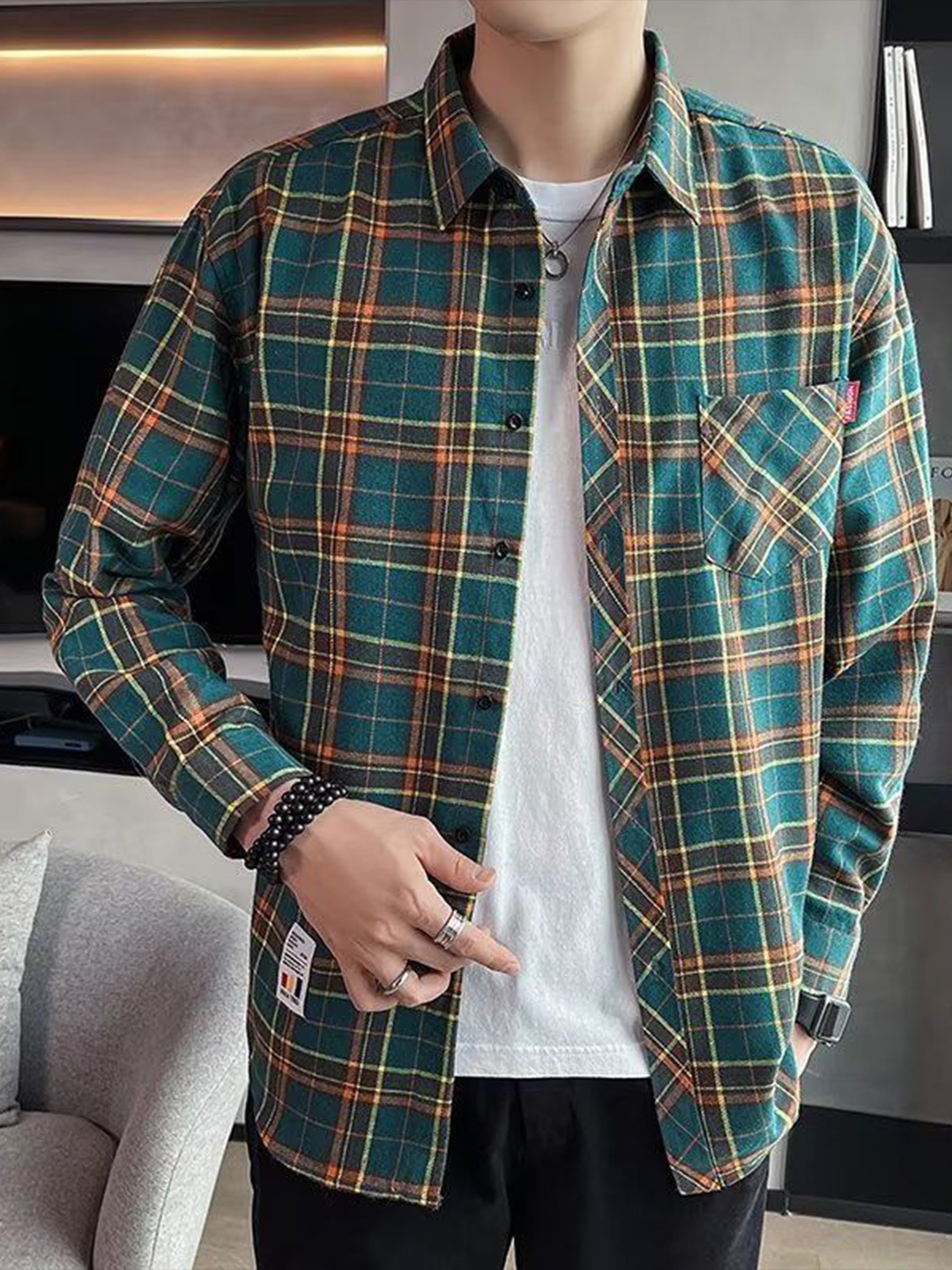 

StyleCast Men Tartan Checks Opaque Checked Casual Shirt, Green