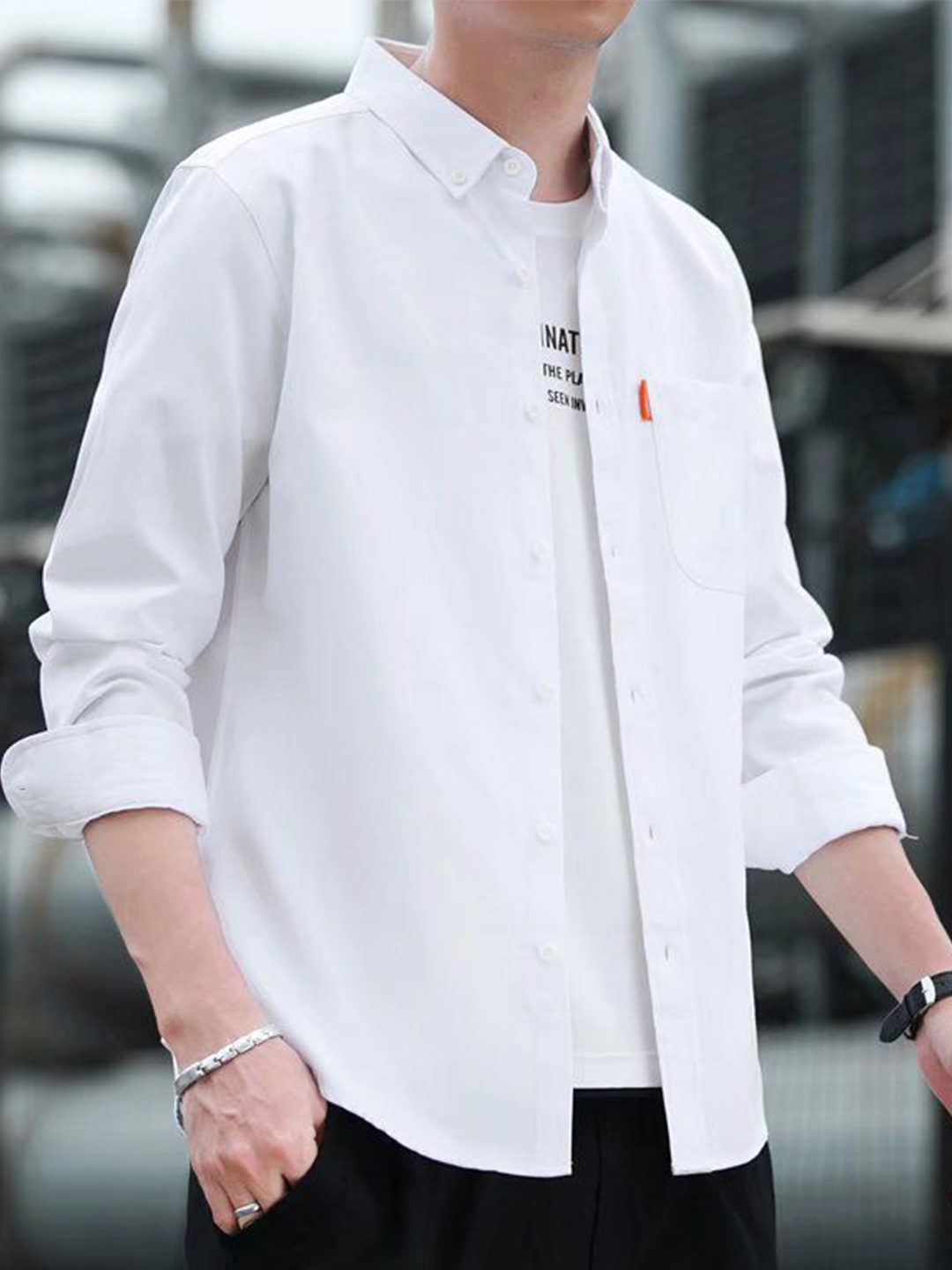 

StyleCast Men Opaque Checked Casual Shirt, White
