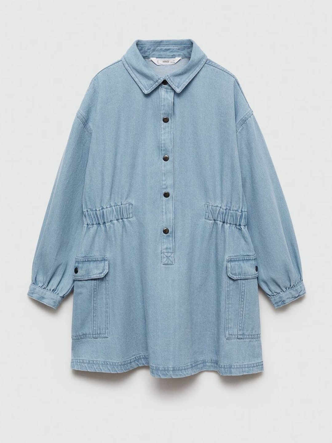 

Mango Kids Girls Cuffed Sleeve Pure Cotton Shirt Dress, Blue