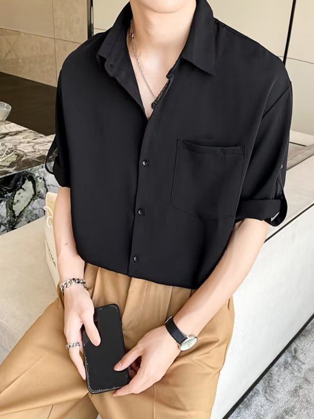 

StyleCast Men Opaque Party Shirt, Black
