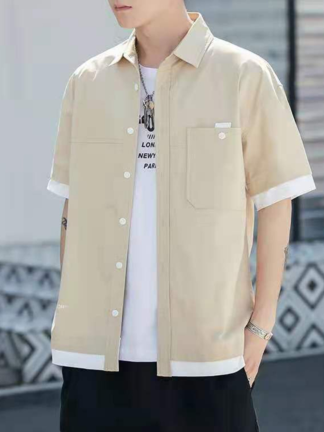 

StyleCast Men Opaque Casual Shirt, Cream