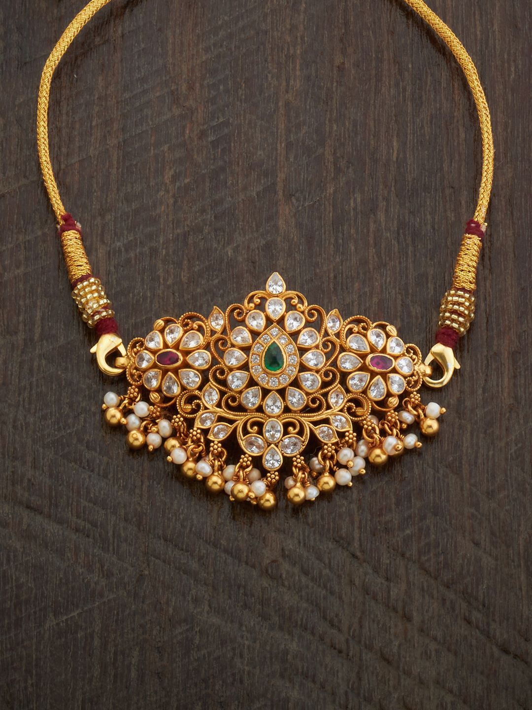 

Kushal's Fashion Jewellery 92.5 Pure Silver Gold-Plated Temple Armlet Bracelet