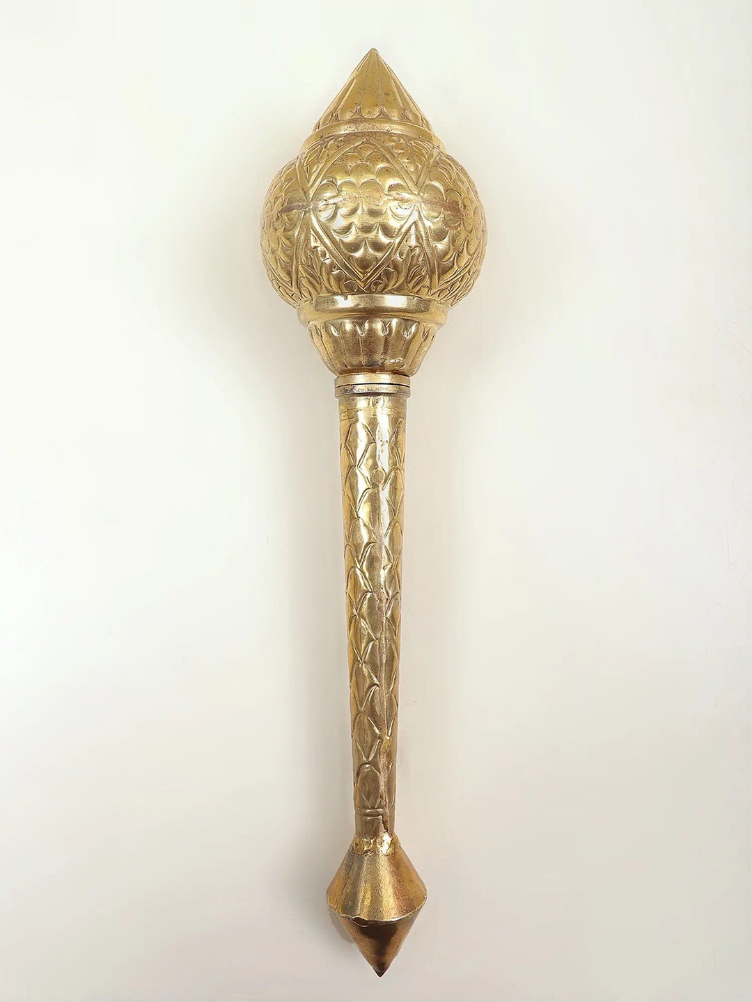 

Exotic India Brass Textured Gada Showpiece, Gold