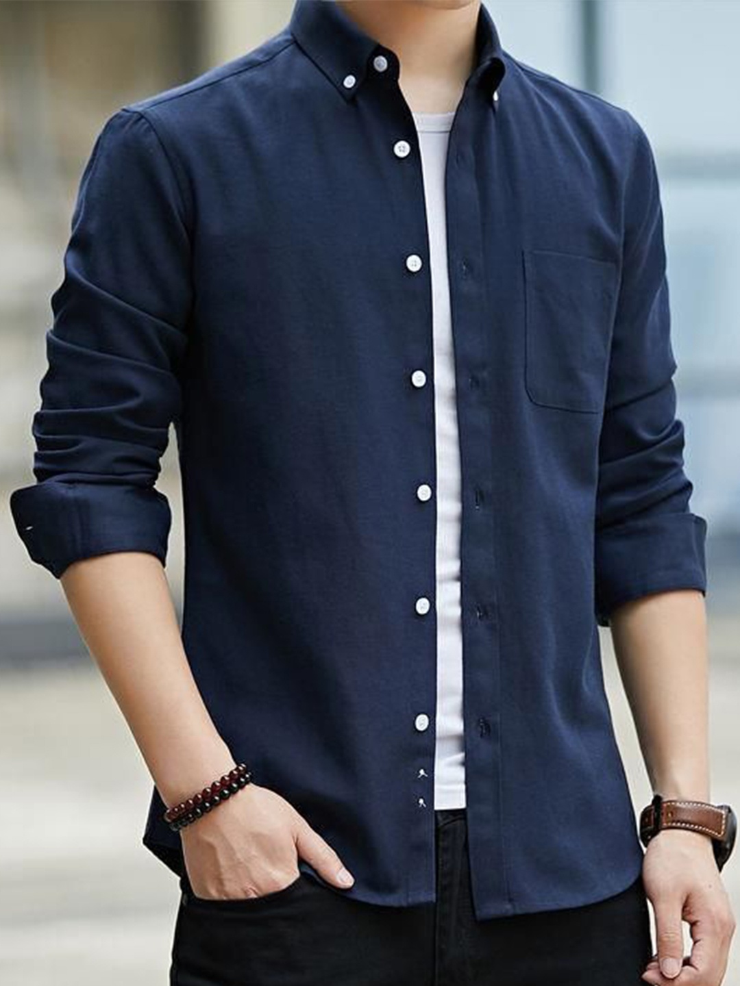 

StyleCast Men Slim Fit Opaque Casual Shirt, Navy blue