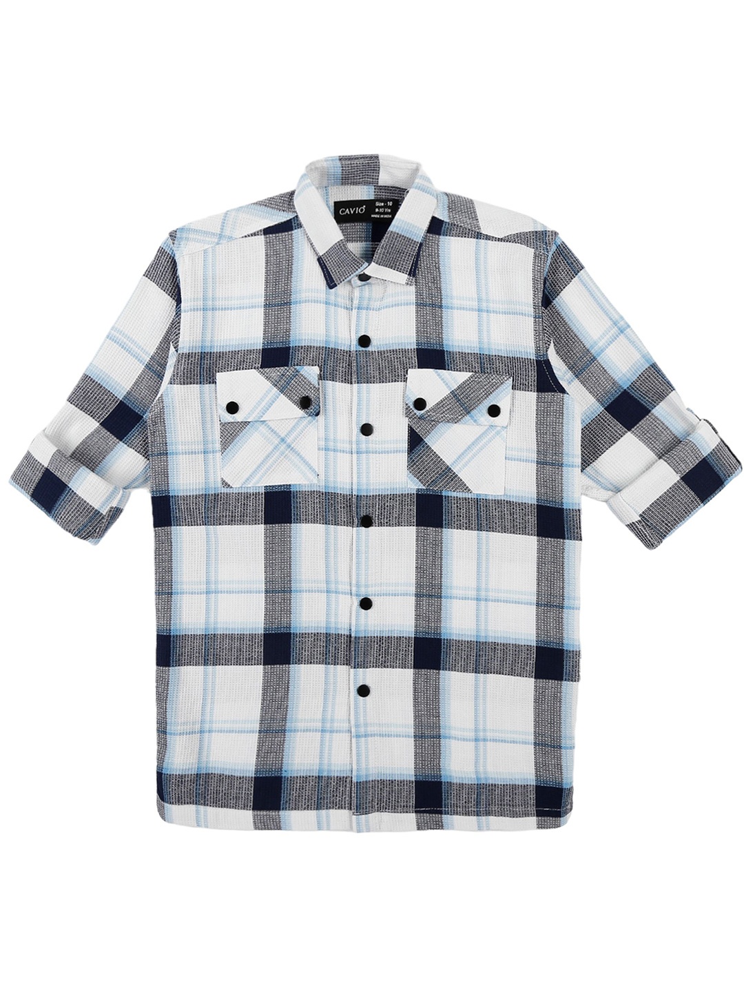 

CAVIO Boys Comfort Opaque Checked Casual Shirt, Blue