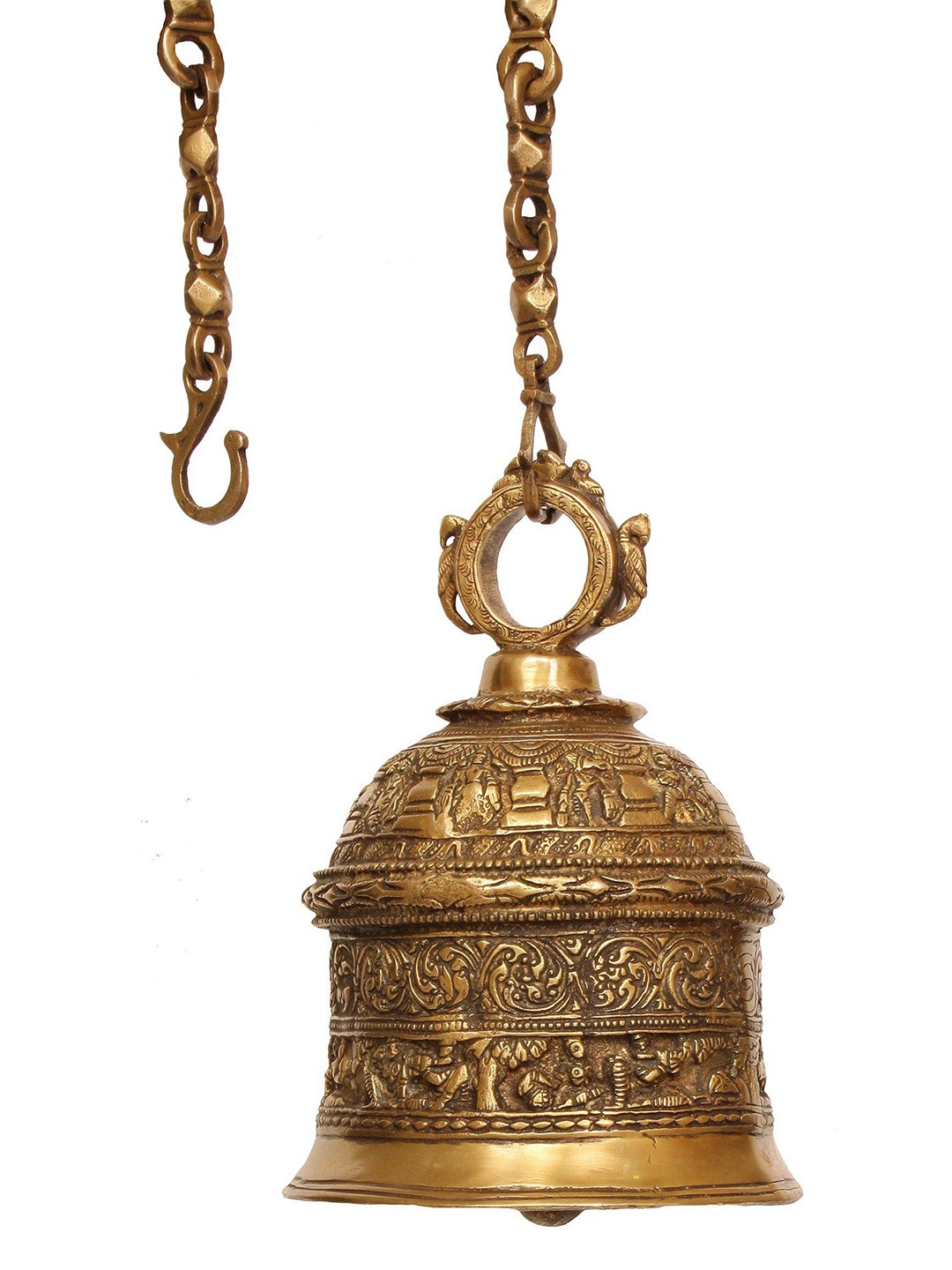 

Exotic India Dashavatar Temple Hanging Bell in Brass, Gold