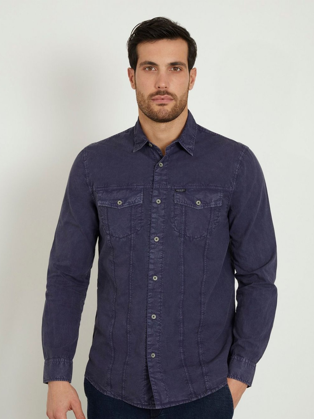 

GUESS Men Opaque Casual Shirt, Blue