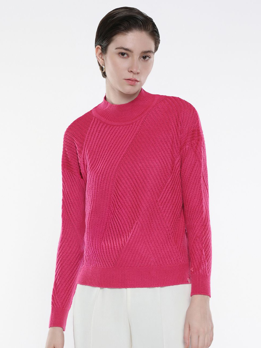 

RAREISM Women Ribbed Pullover, Pink