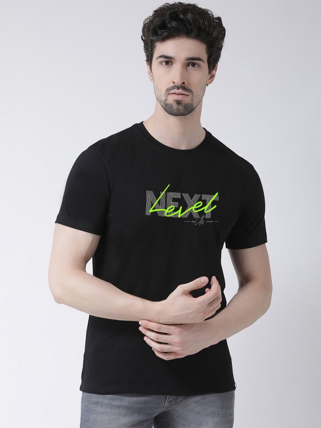 

Friskers Men Graphic Printed Round Neck Cotton T-Shirt, Black