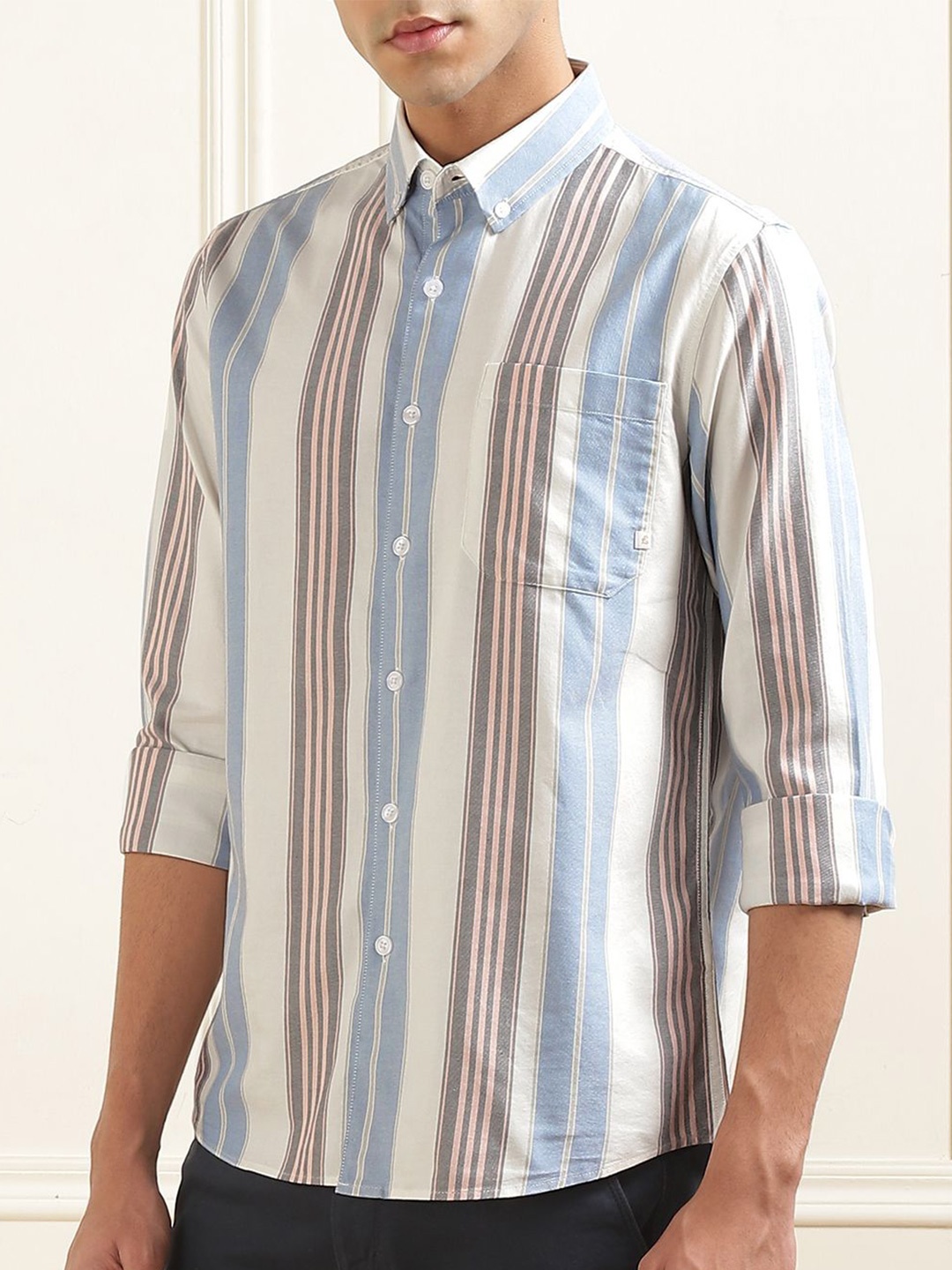 

Farah Men Slim Fit Opaque Striped Casual Shirt, Multi