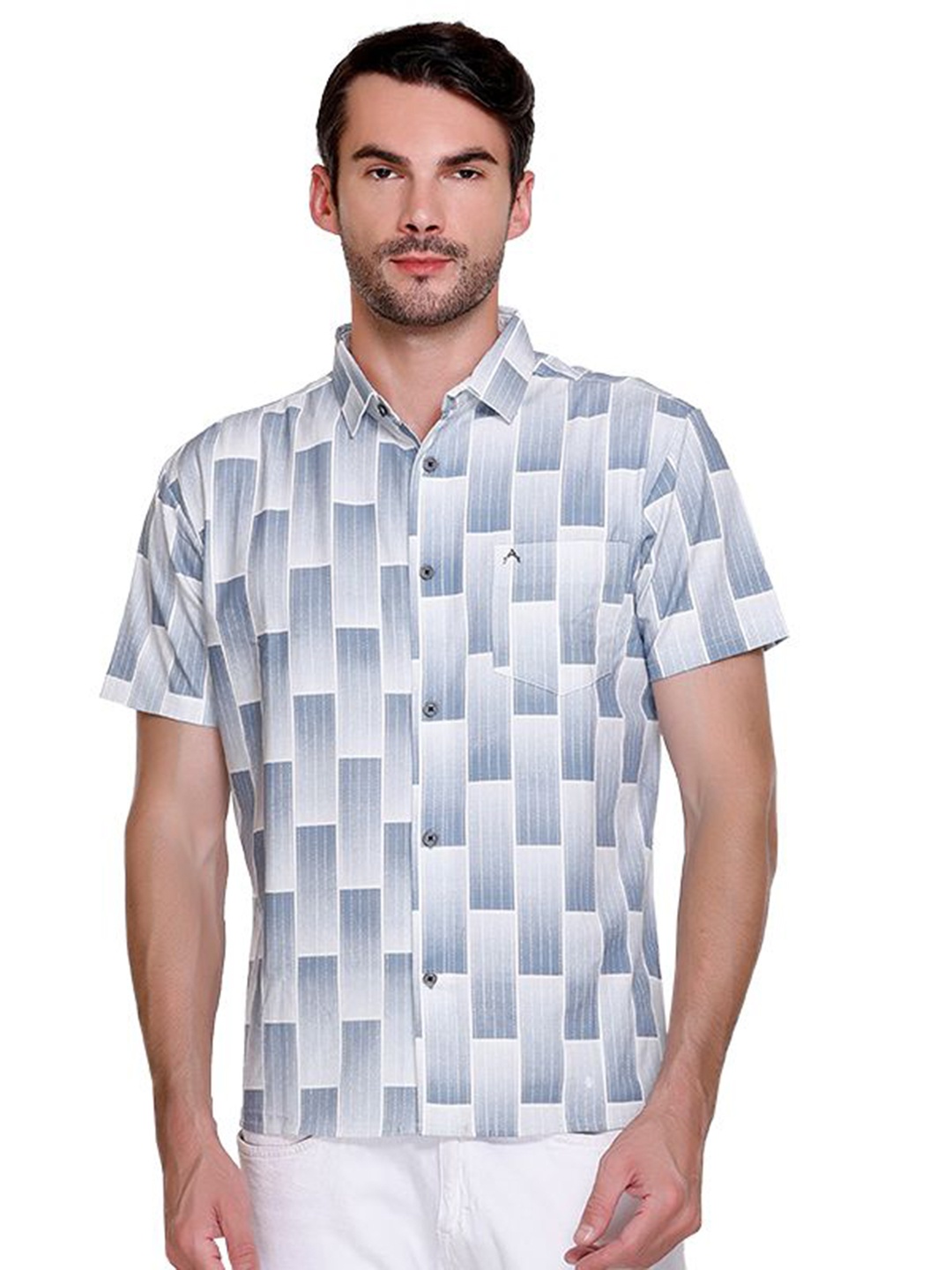 

ARRAY Men Printed Polo Collar Ethnic Pockets T-shirt, White