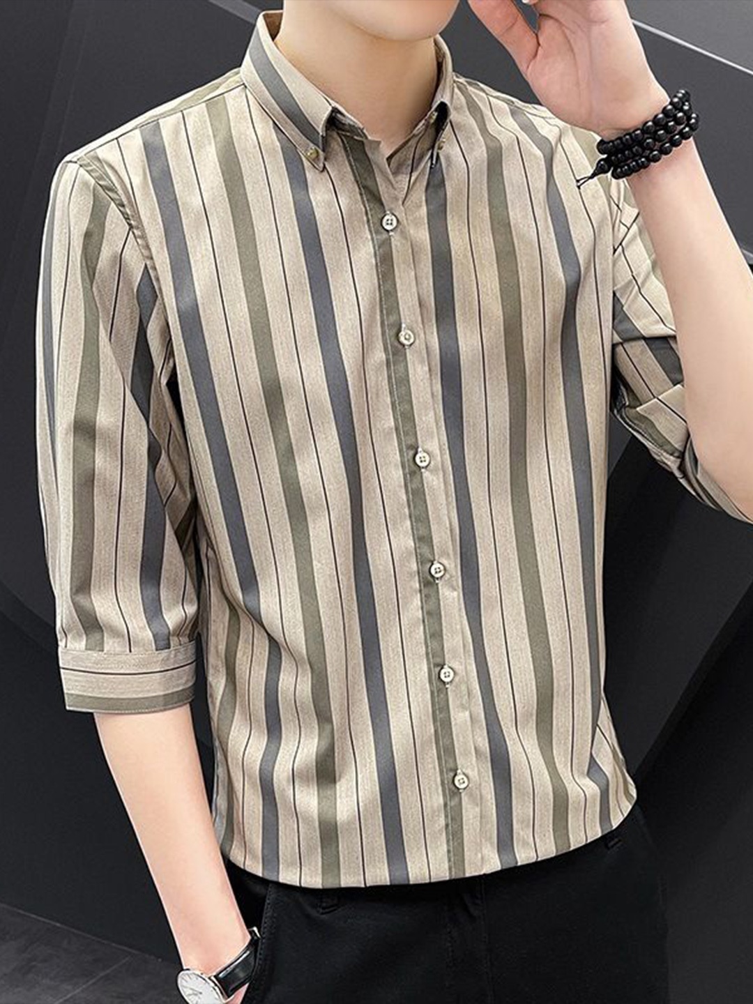 

StyleCast Men Opaque Striped Casual Shirt, Multi