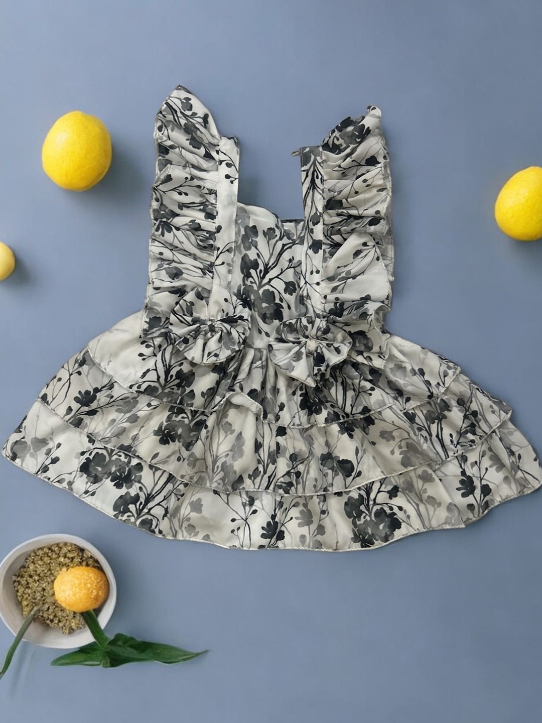

LYTIX Floral Print Ruffled Fit & Flare Maxi Dress, White