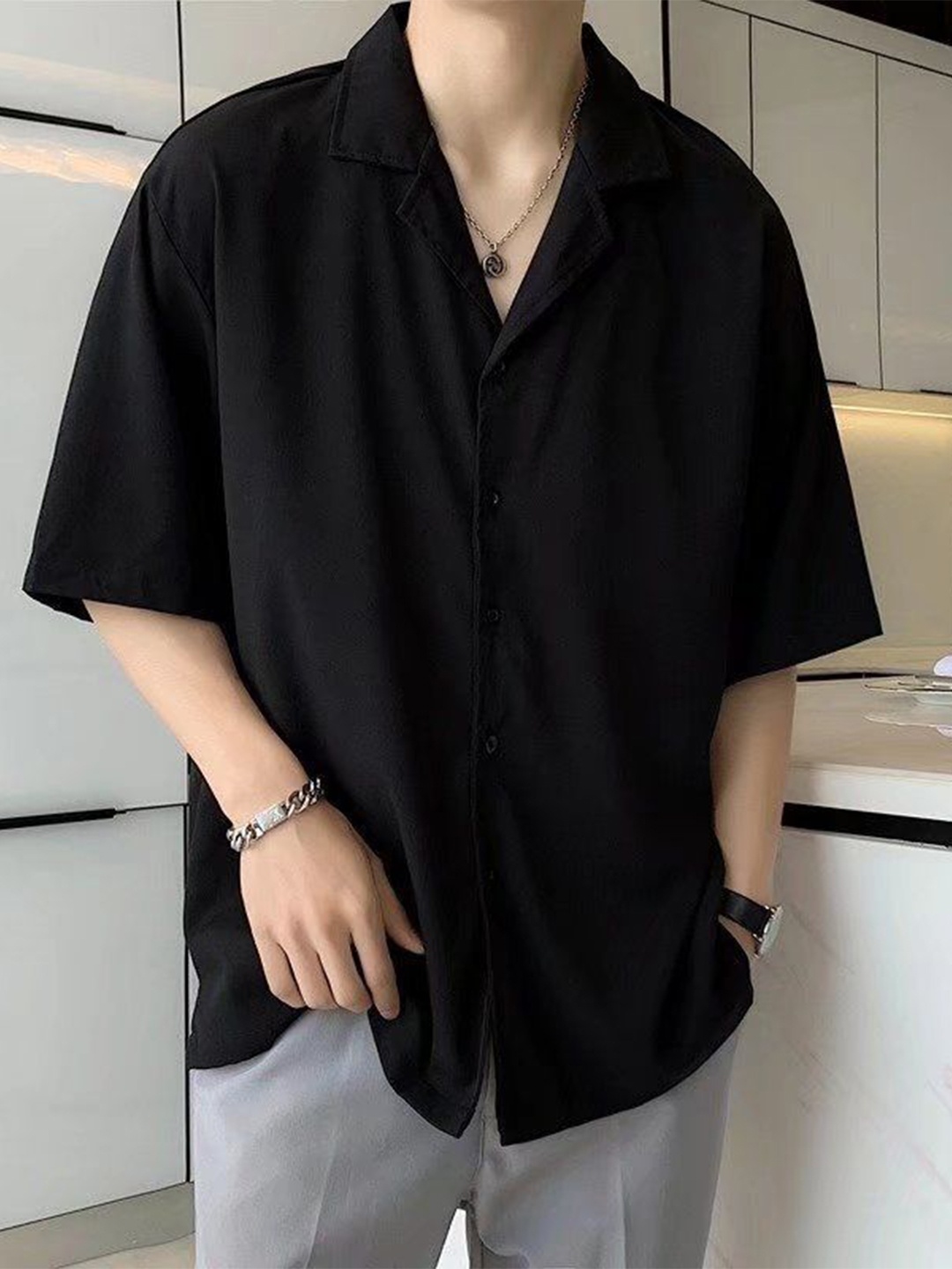 

StyleCast Men Opaque Casual Shirt, Black
