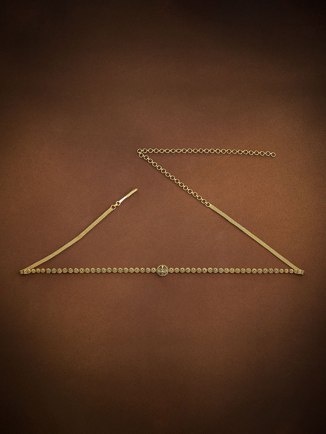 

Kushal's Fashion Jewellery Gold-Plated Ruby Studded Antique Waist Chain