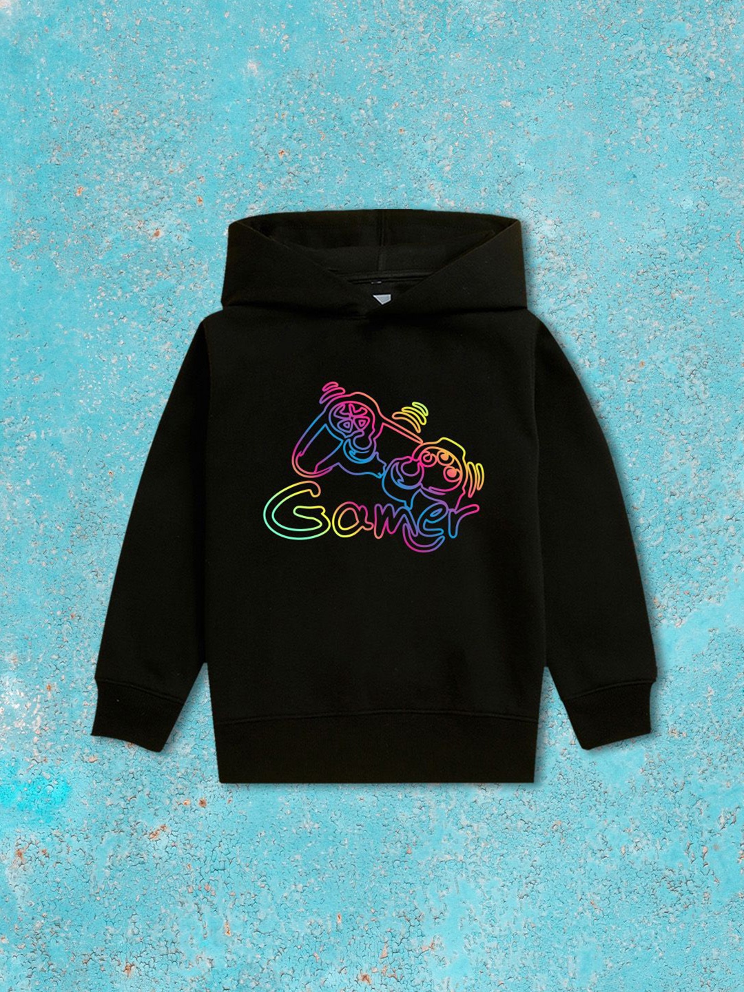 

NUSYL Boys Printed Hooded Sweatshirt, Black