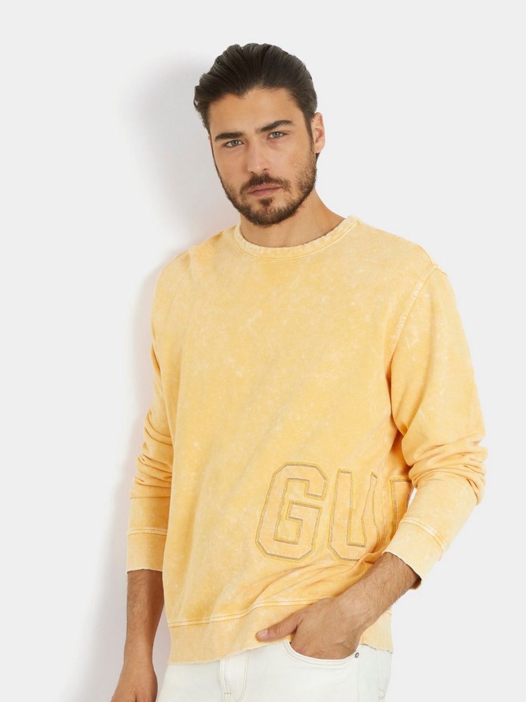 

GUESS Men Sweatshirt, Yellow