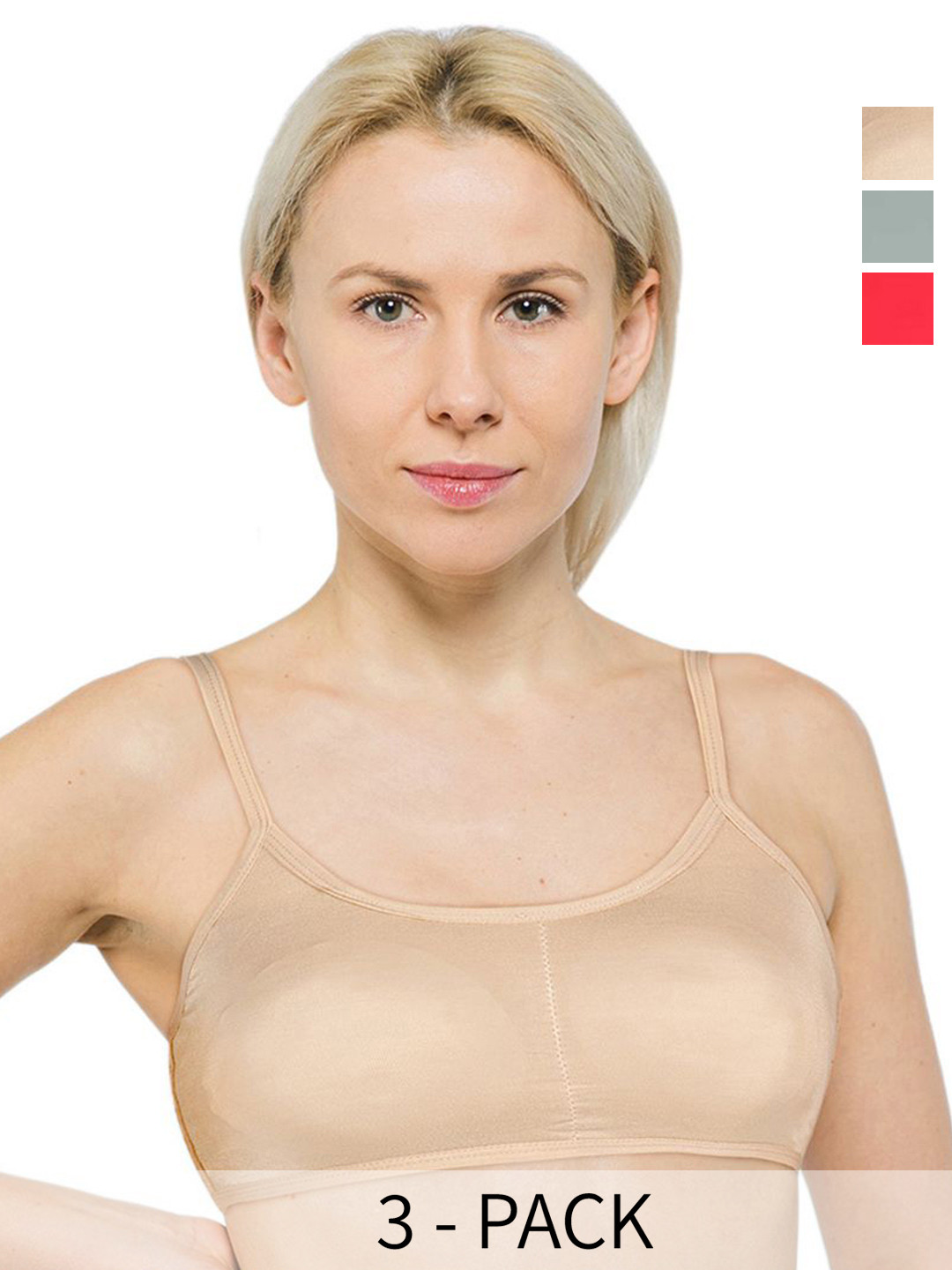 

ComfyStyle Pack Of 3 Solid Full Coverage Underwired Lightly Padded Cotton Bra, Beige