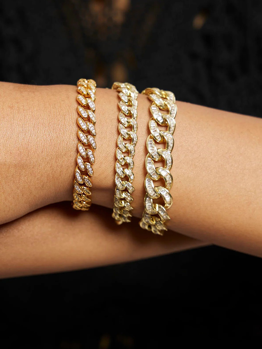 

WRAPGAME INDIA Unisex Brass Cubic Zirconia Rhodium-Plated Wraparound Bracelet, Gold