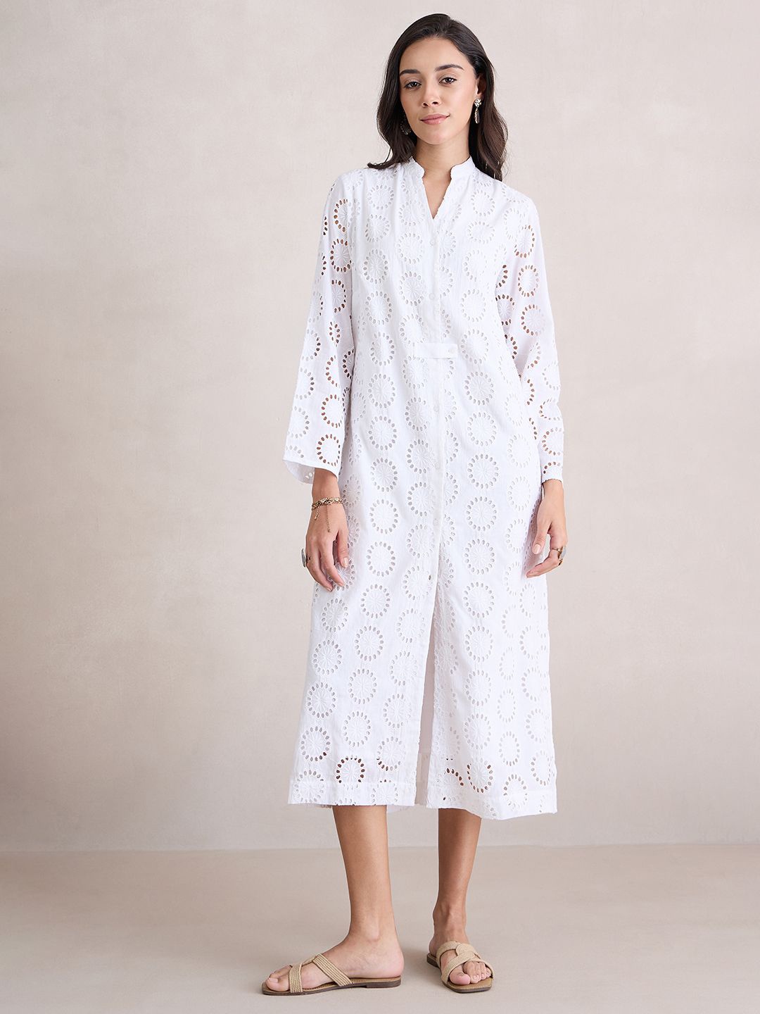 

FEMMELLA Floral A-Line Midi Dress, White