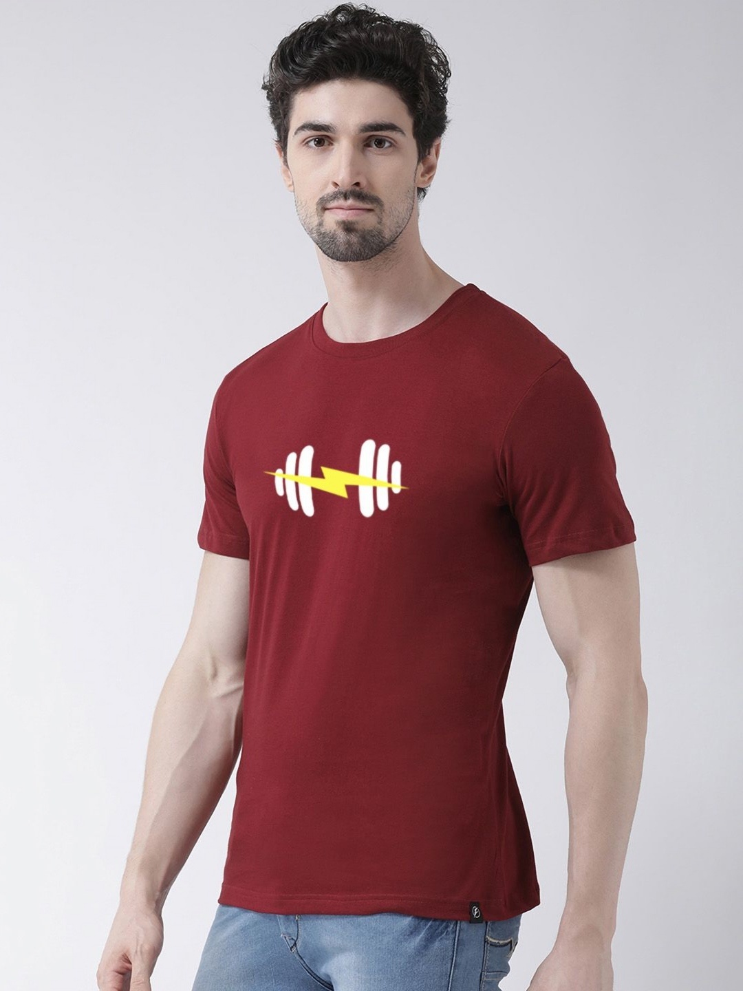 

Friskers Men Graphic Printed Round Neck Cotton T-Shirt, Maroon