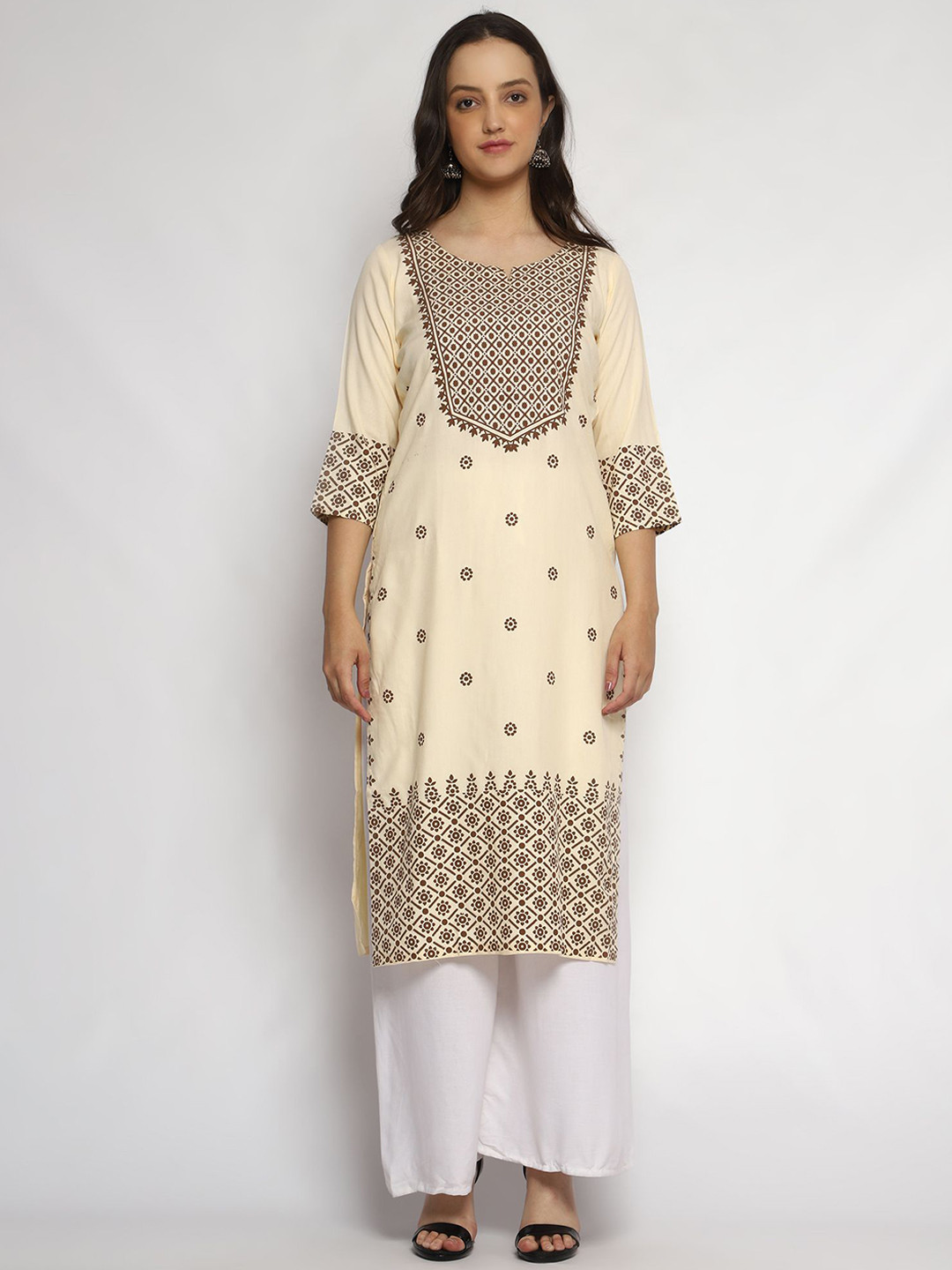 

Bhuja Women Printed Regular Kurta with Palazzos, Yellow