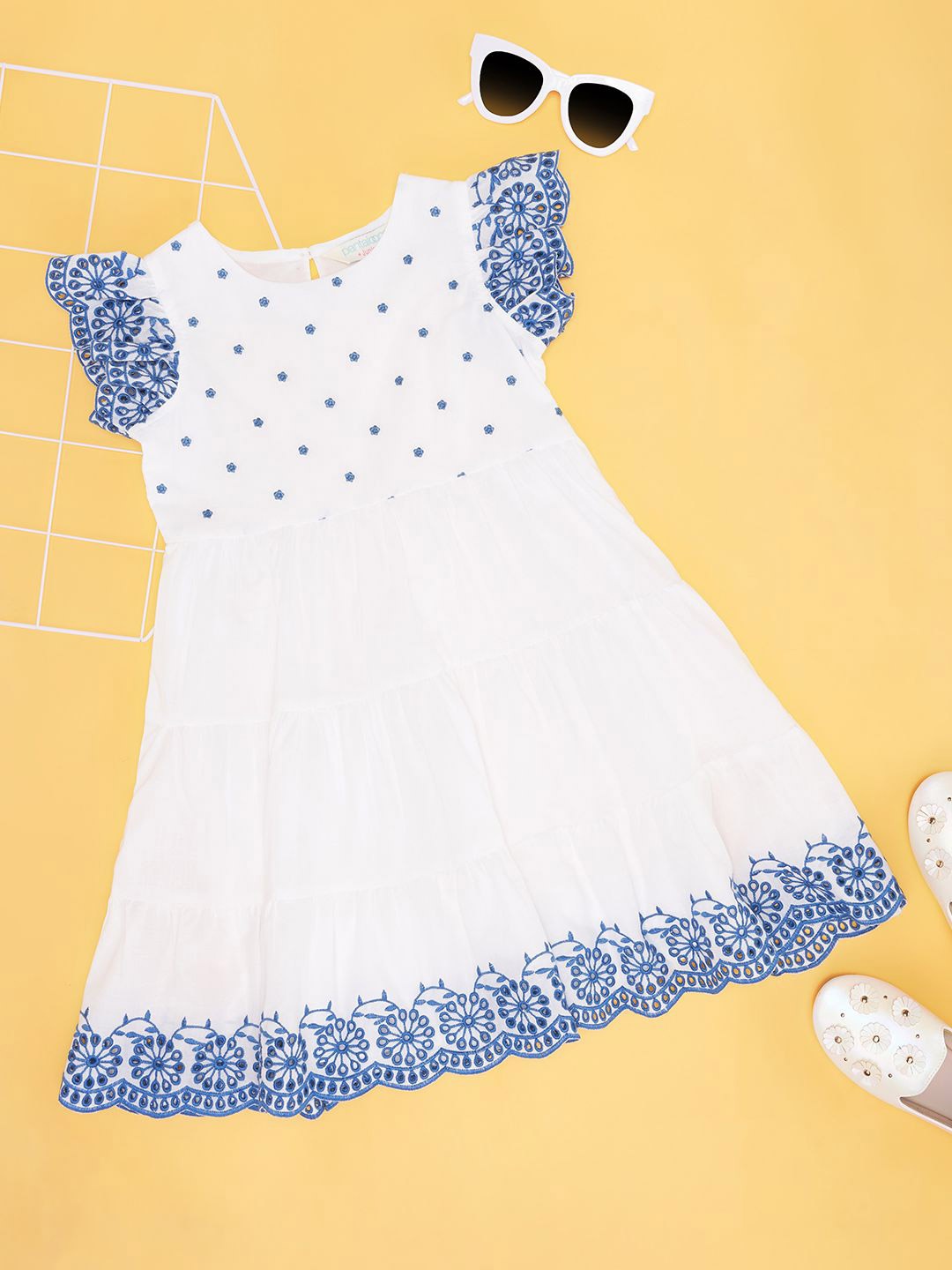 

AKKRITI BY PANTALOONS Polka Dot Print A-Line Dress, Off white