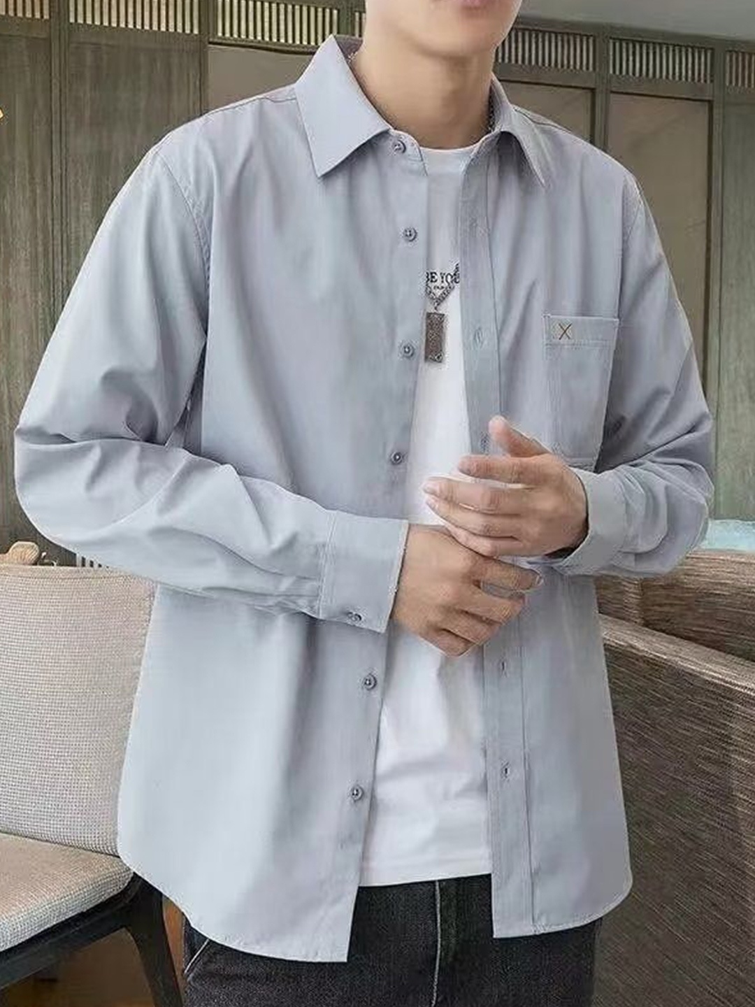 

StyleCast Men Opaque Striped Casual Shirt, Grey