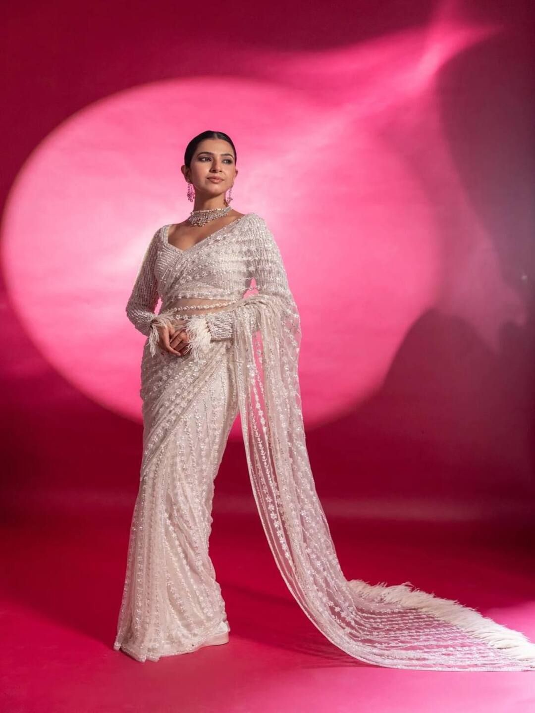 

Sitanjali Ethnic Motifs Sequinned Net Mysore Silk Saree, White