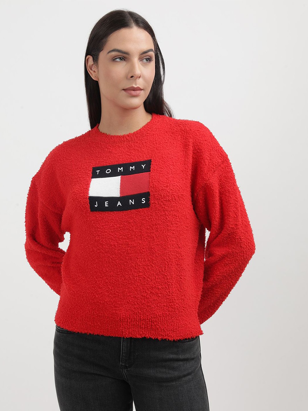 

Tommy Hilfiger Women Typography Pullover, Red