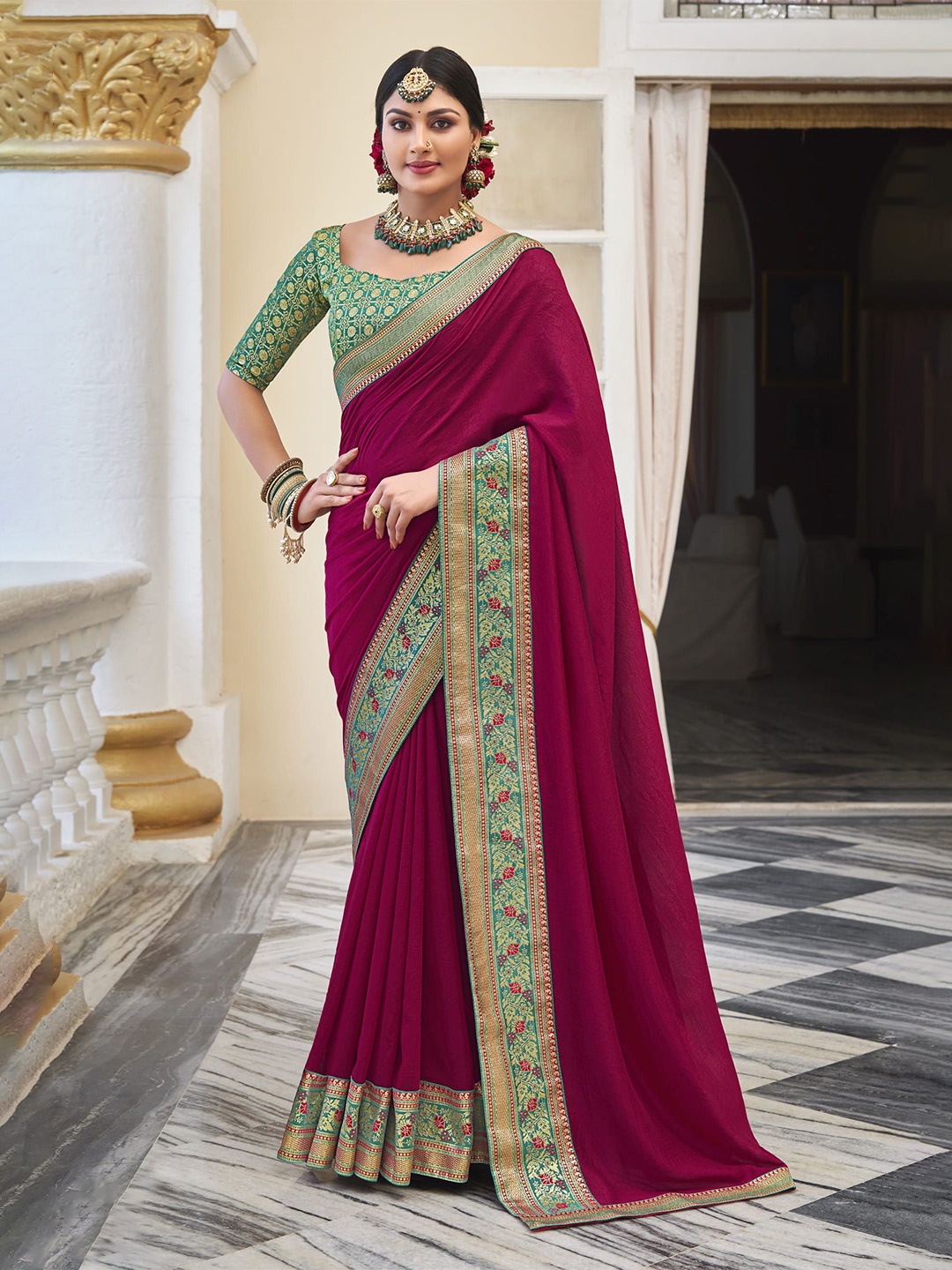 

NIRMAL CREATION Zari Pure Silk Saree, Pink