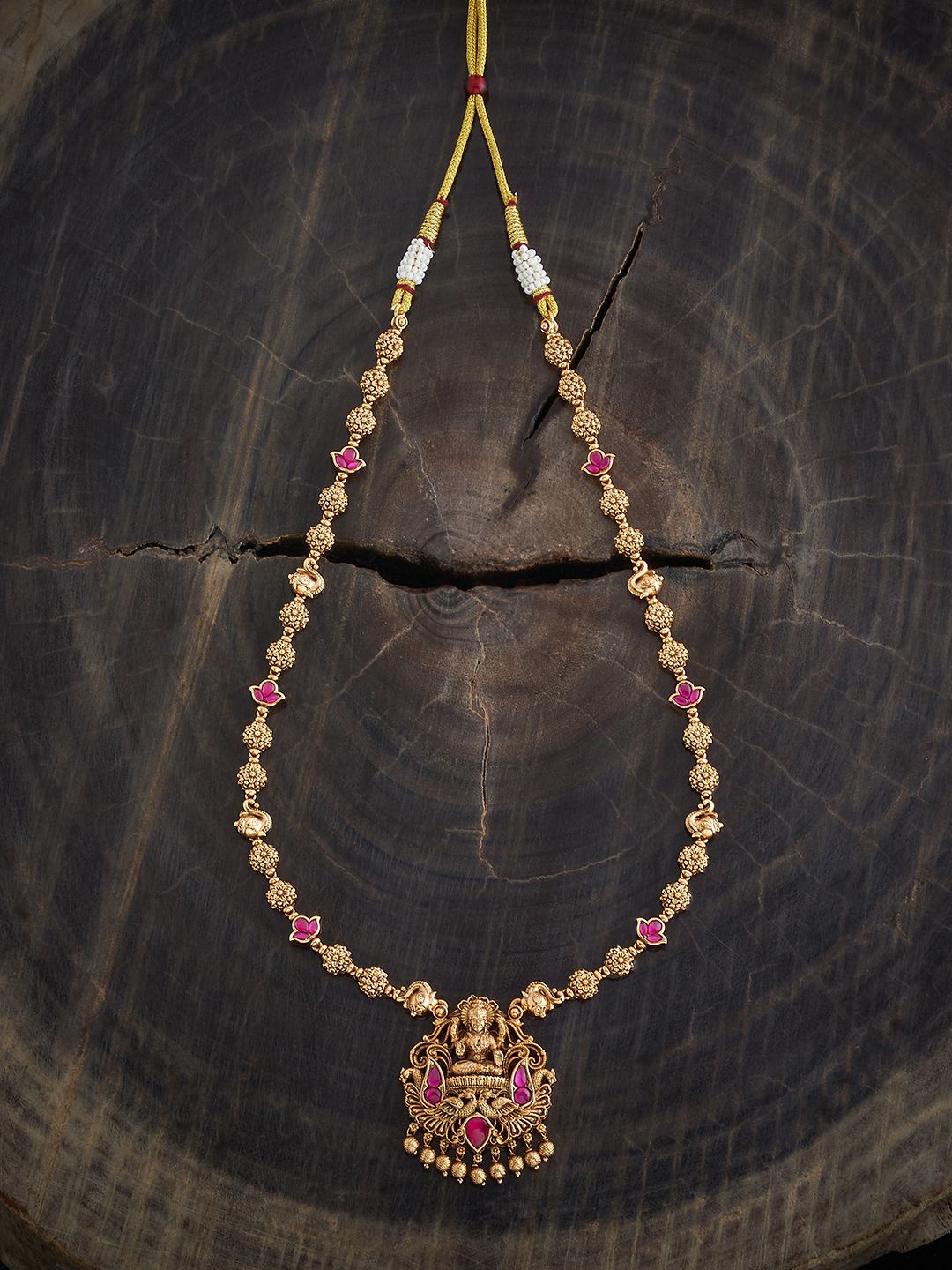 

Kushal's Fashion Jewellery Gold-Plated Artificial Stone Studded Statement Antique Necklace
