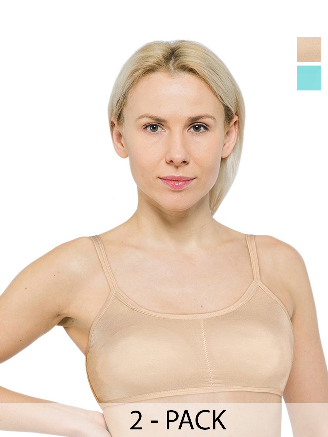 

ComfyStyle Pack Of 2 Solid Full Coverage Underwired Lightly Padded Cotton Bra, Beige