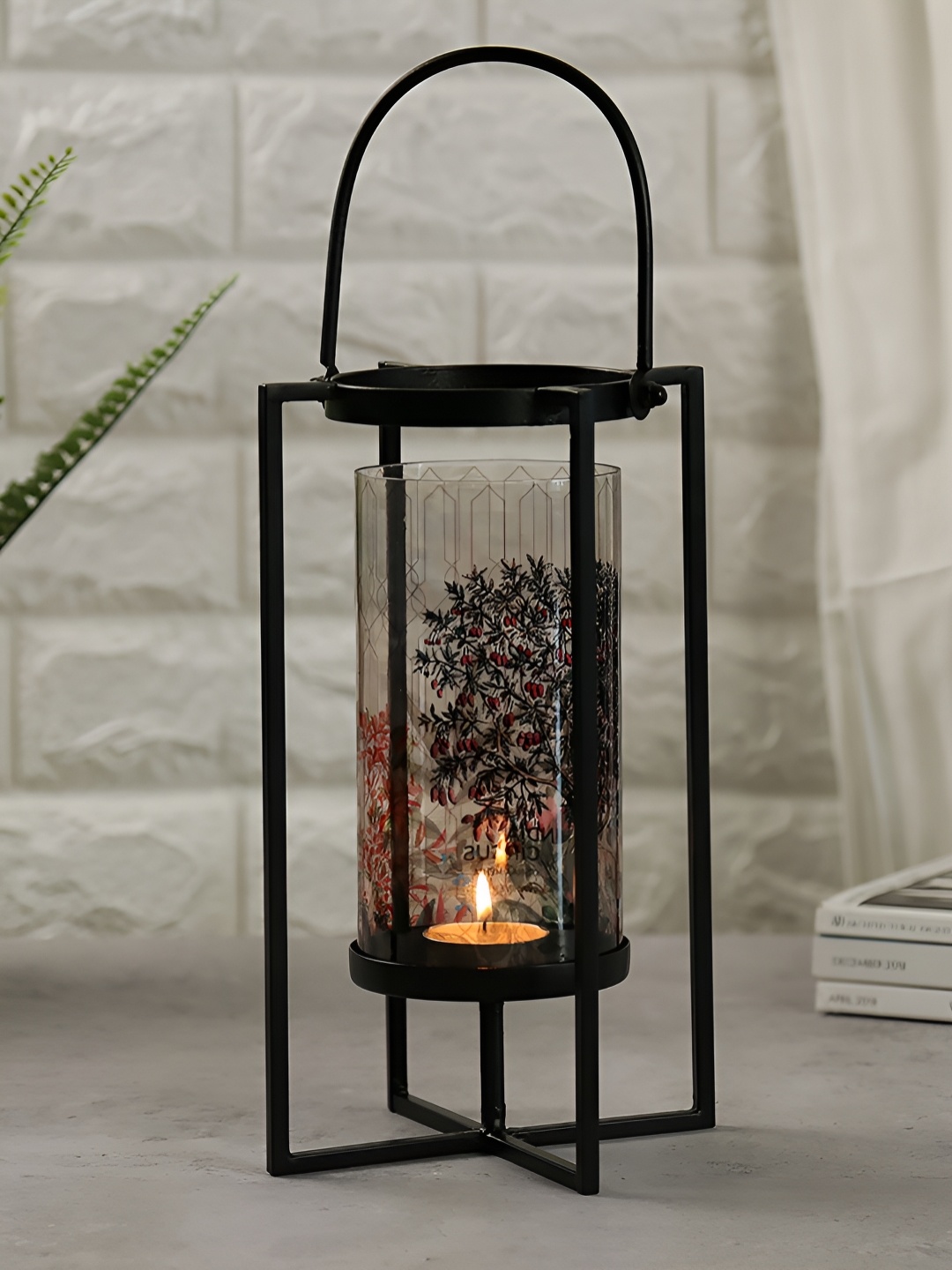 

India Circus by Krsnaa Mehta Black & White Printed Iron Cylindrical Table Lamp