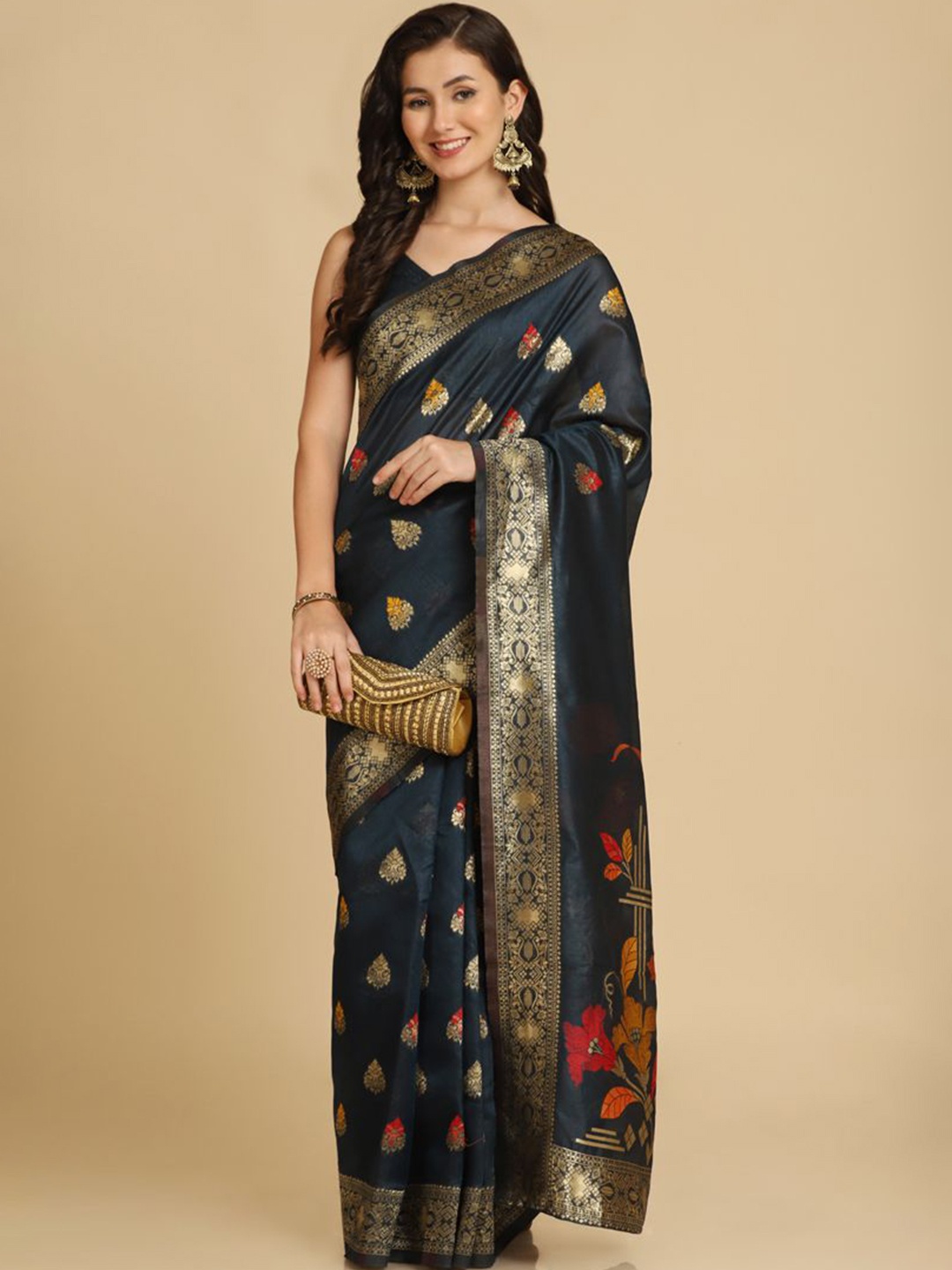 

ASISA Woven Design Zari Saree, Black