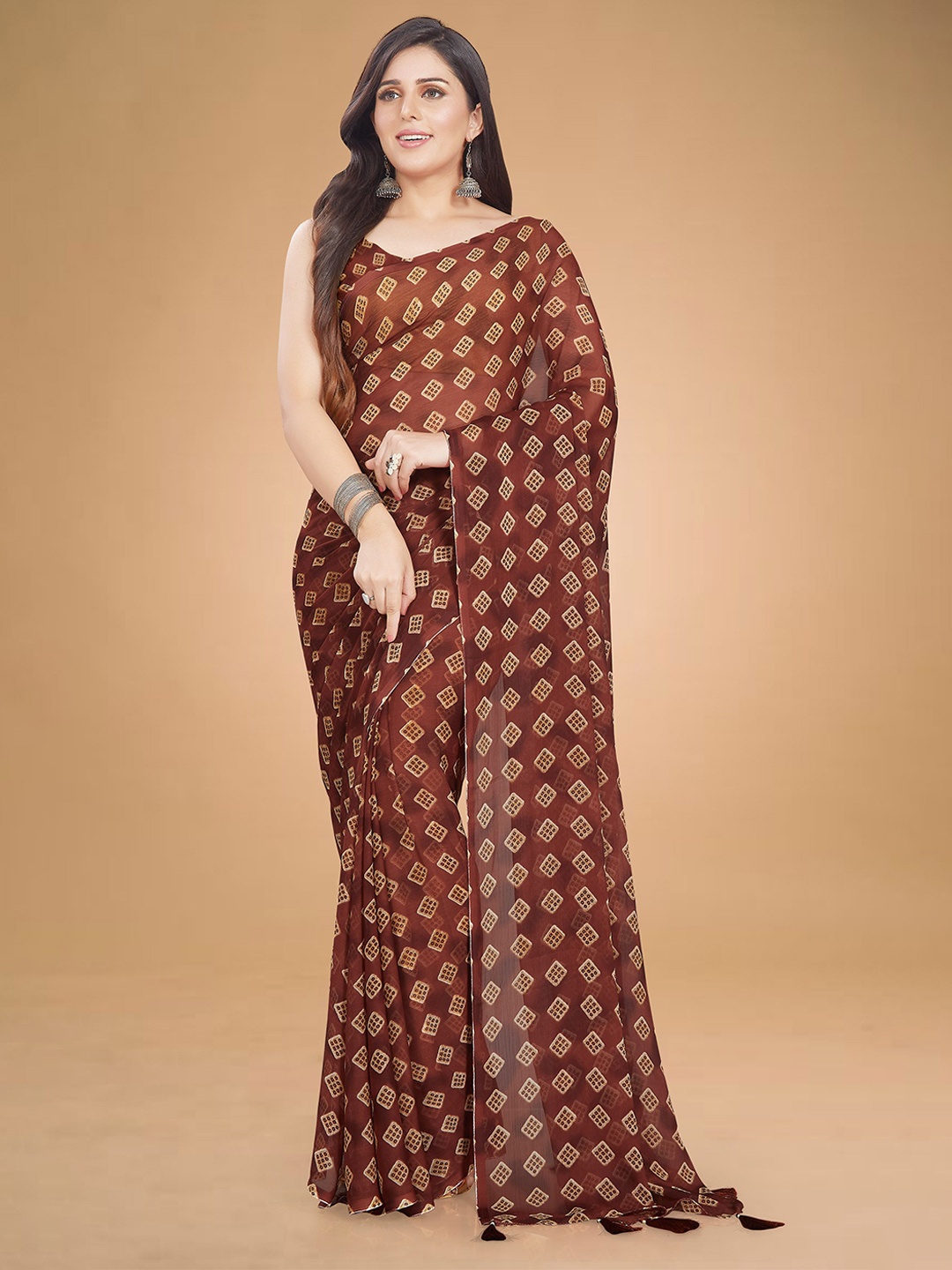 

Rani Saahiba Bandhani Saree, Brown