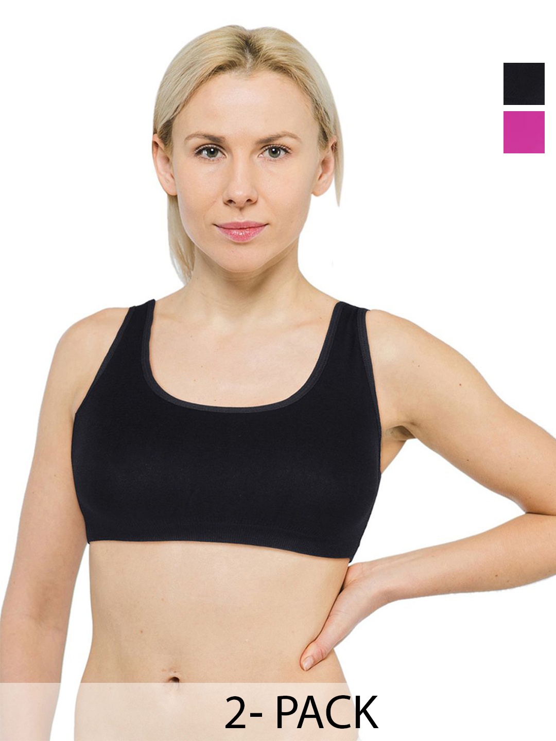 

ComfyStyle Pack Of 2 Women Non Padded Full Coverage solid Bra, Black