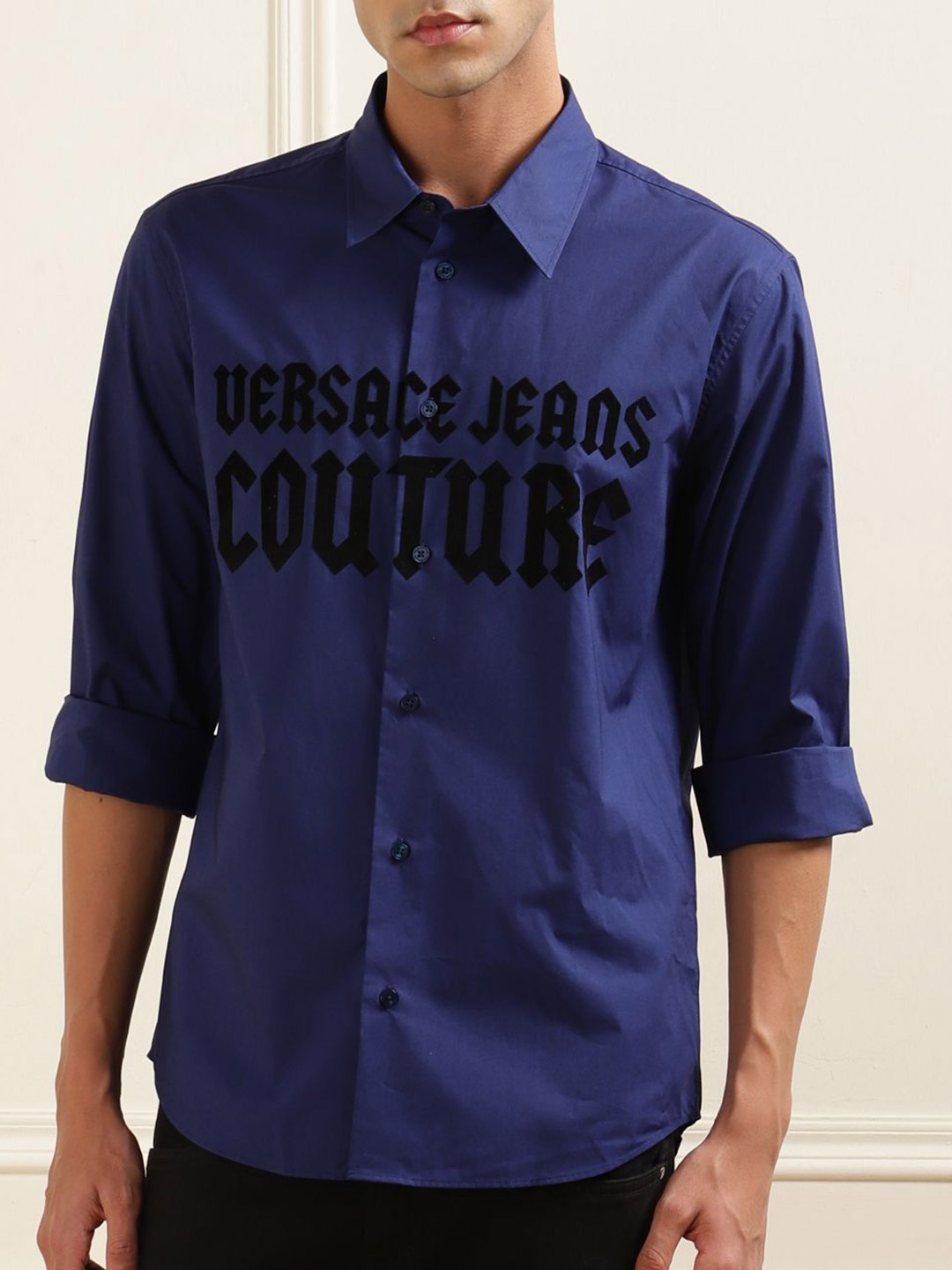 

Versace Jeans Couture Men Slim Fit Opaque Casual Shirt, Blue