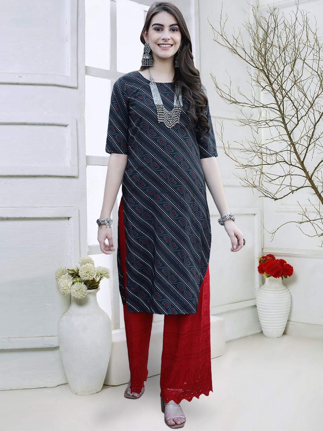 

KALINI Paisley Printed Straight Kurta, Blue