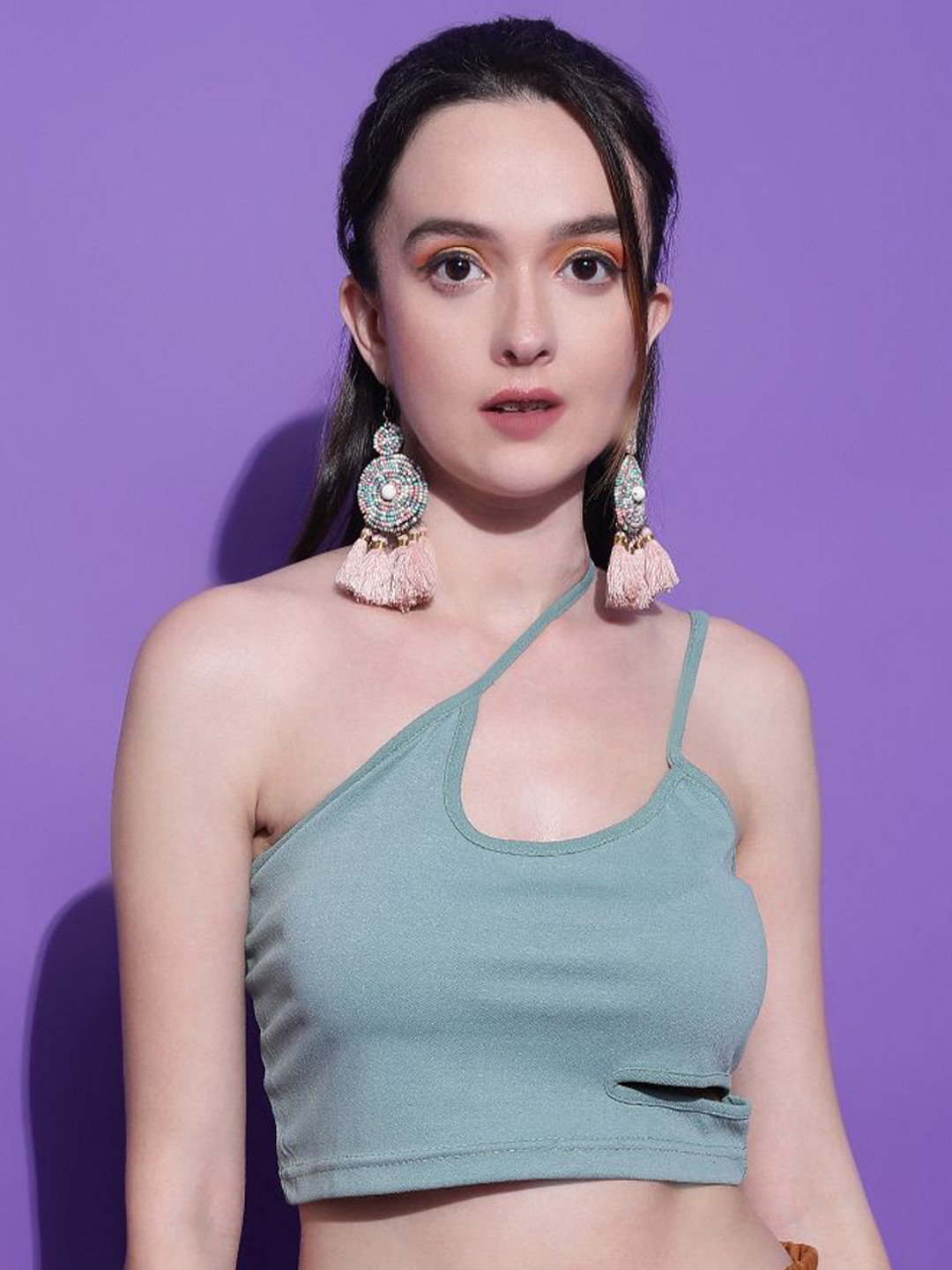 

Kotty Women Solid One Shoulder Top, Grey