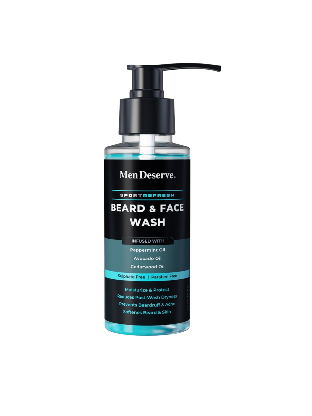 

Men Deserve Sport Refresh Beard & Face Wash with Peppermint & Avocado Oils - 100ml, Navy blue