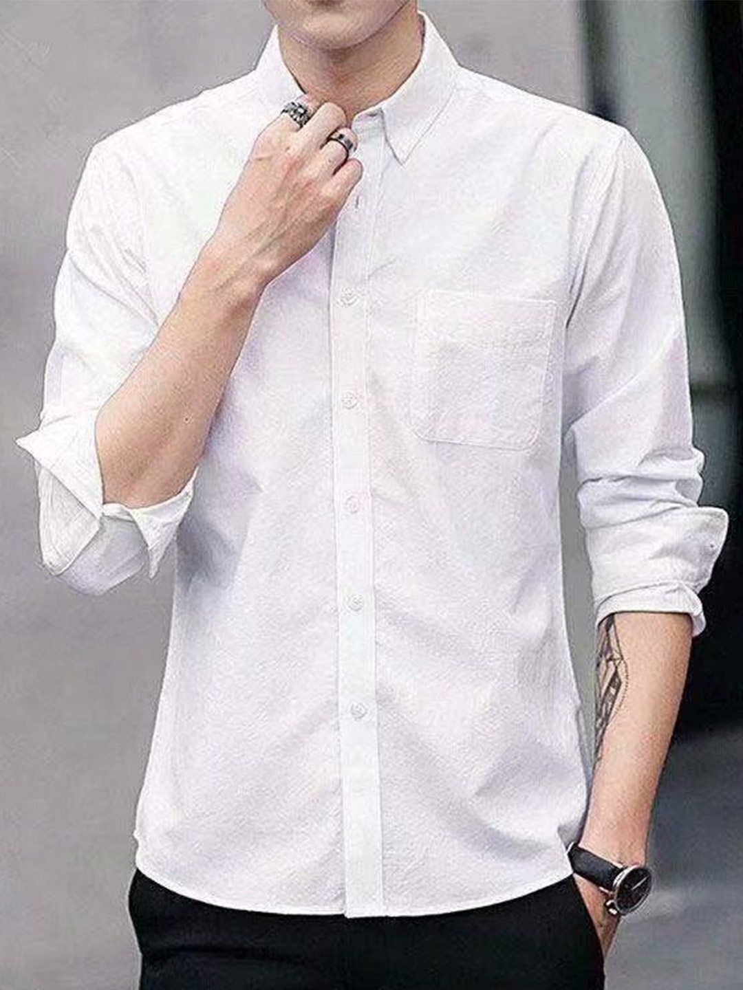 

StyleCast Men Slim Fit Opaque Printed Casual Shirt, White