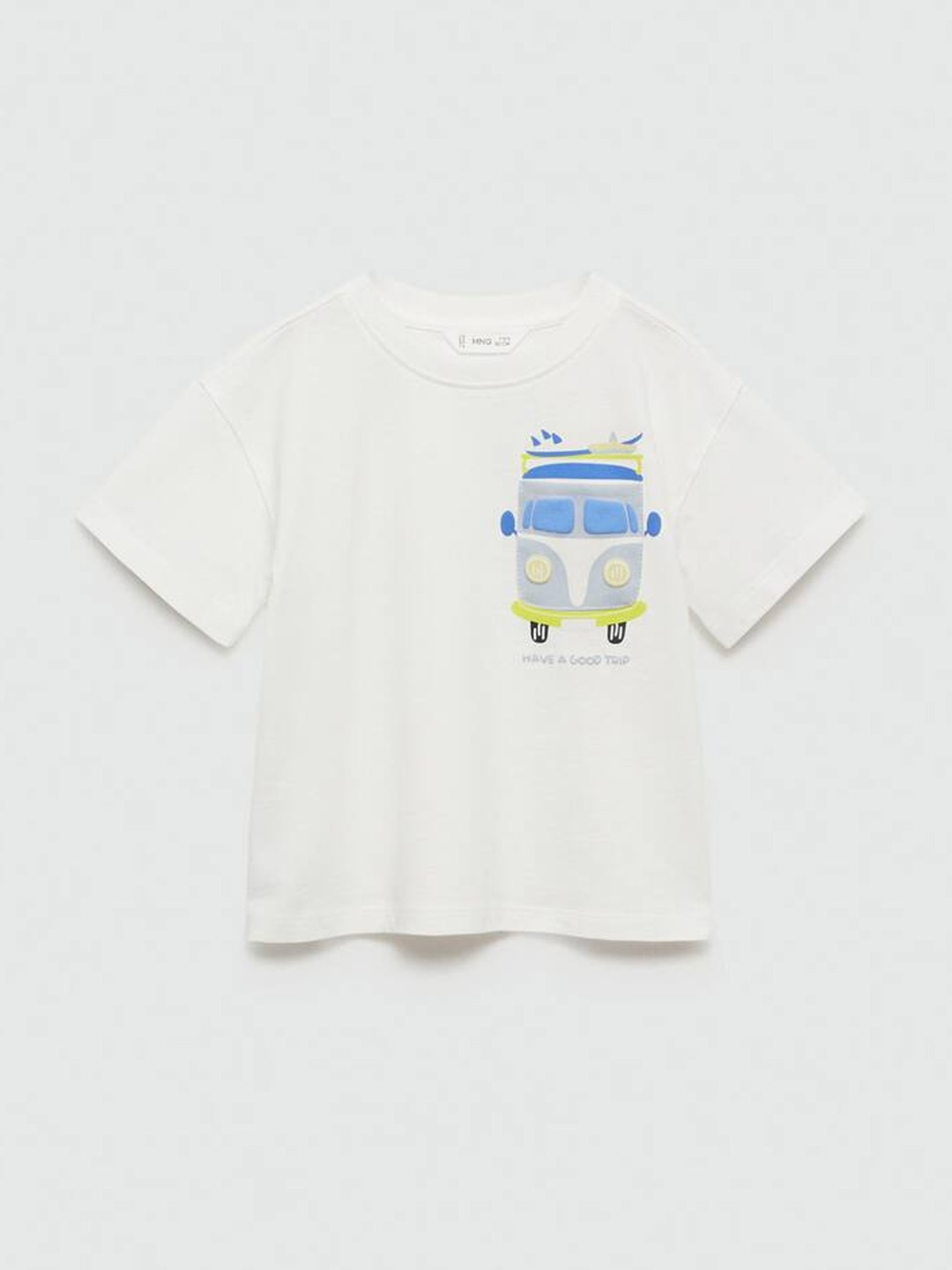 

Mango Kids Boys Pure Cotton Printed Drop-Shoulder Sleeves T-shirt, White