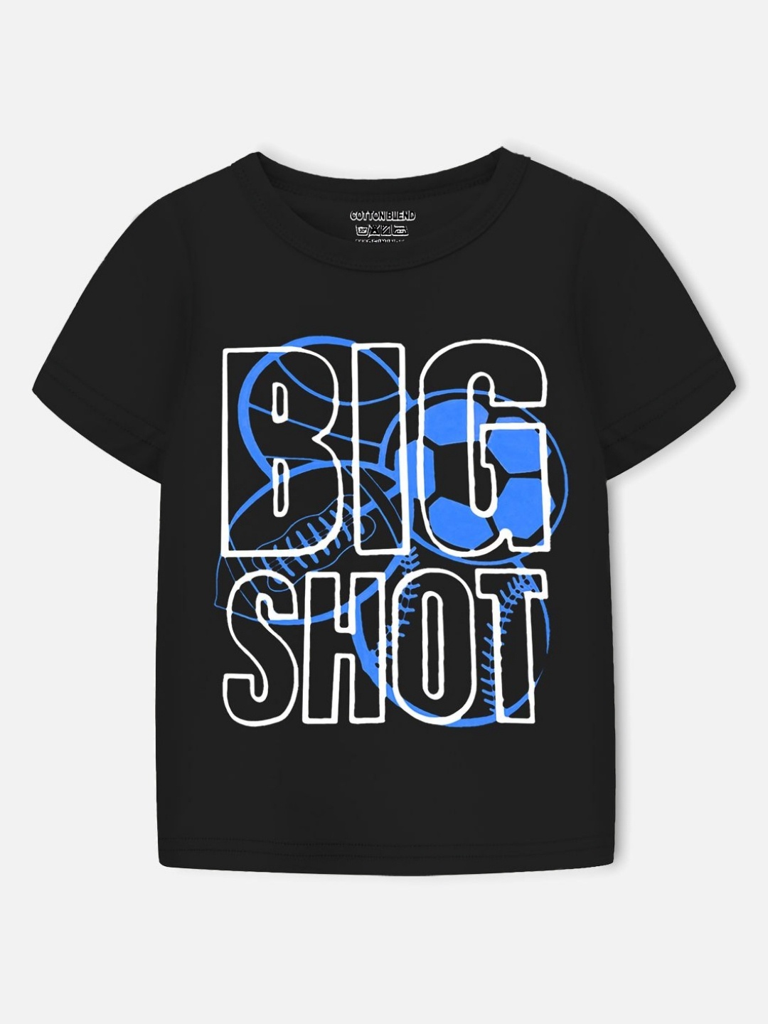 

YK X Trampoline Boys Graphic Printed Round Neck Cotton T-Shirt, Black