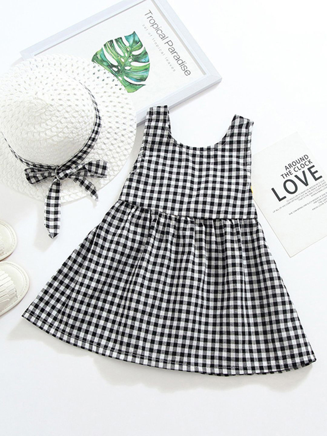 

INCLUD Checked A-Line Dress, Black