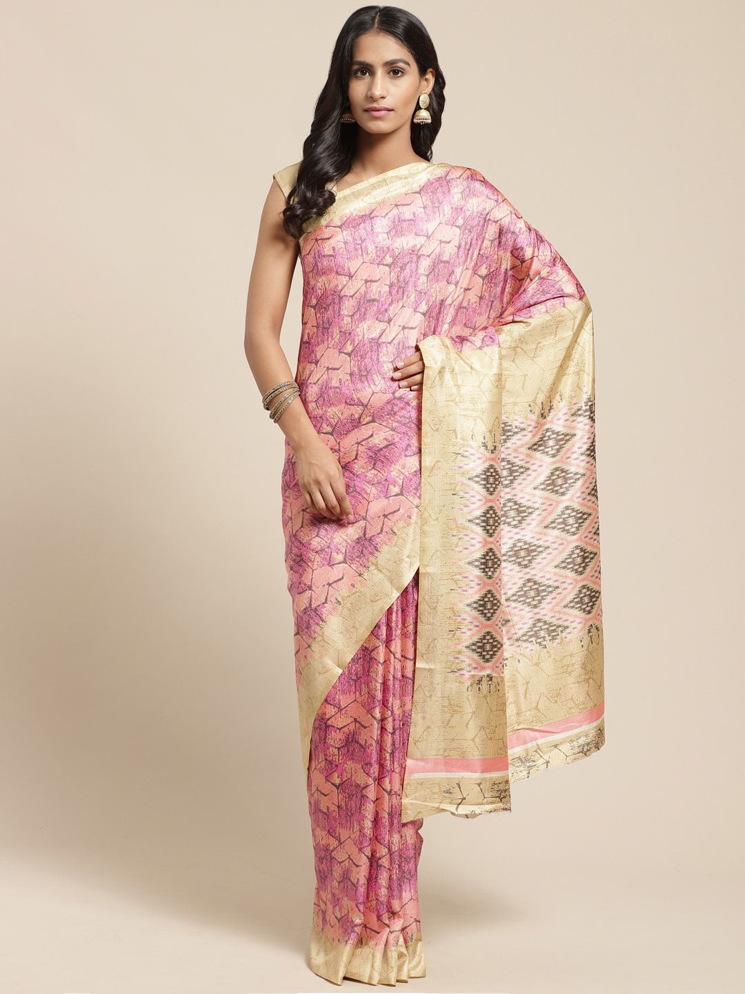 

KALINI Abstract Printed Saree, Pink