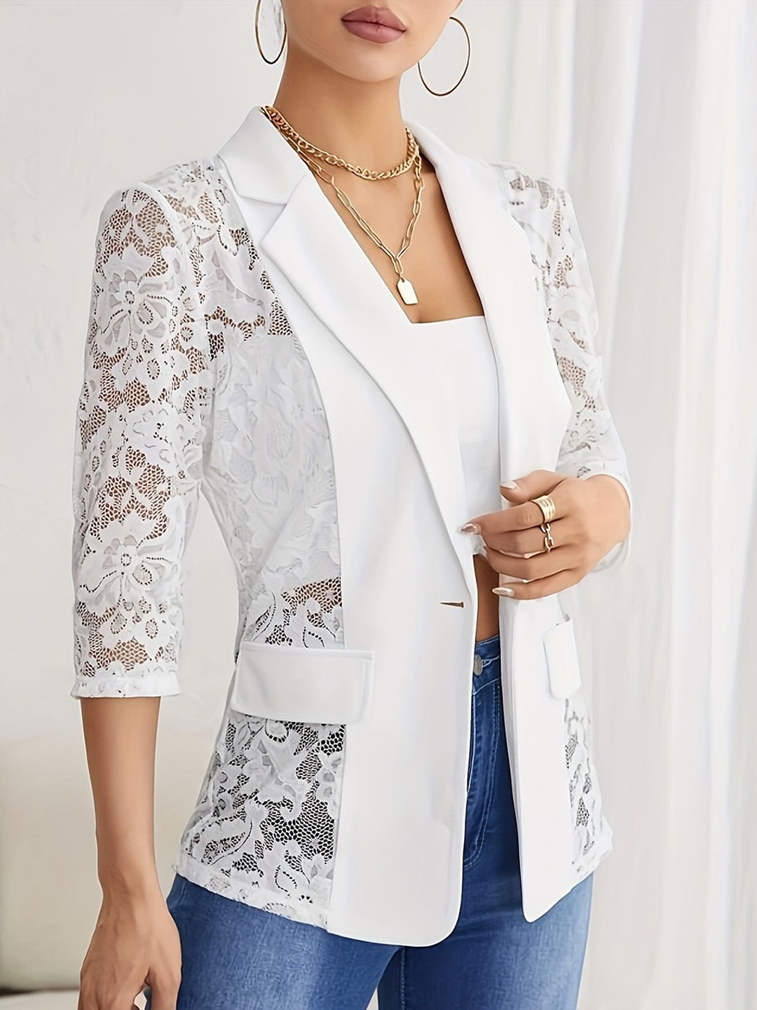 

StyleCast Self-Designed Lace Blazer, White